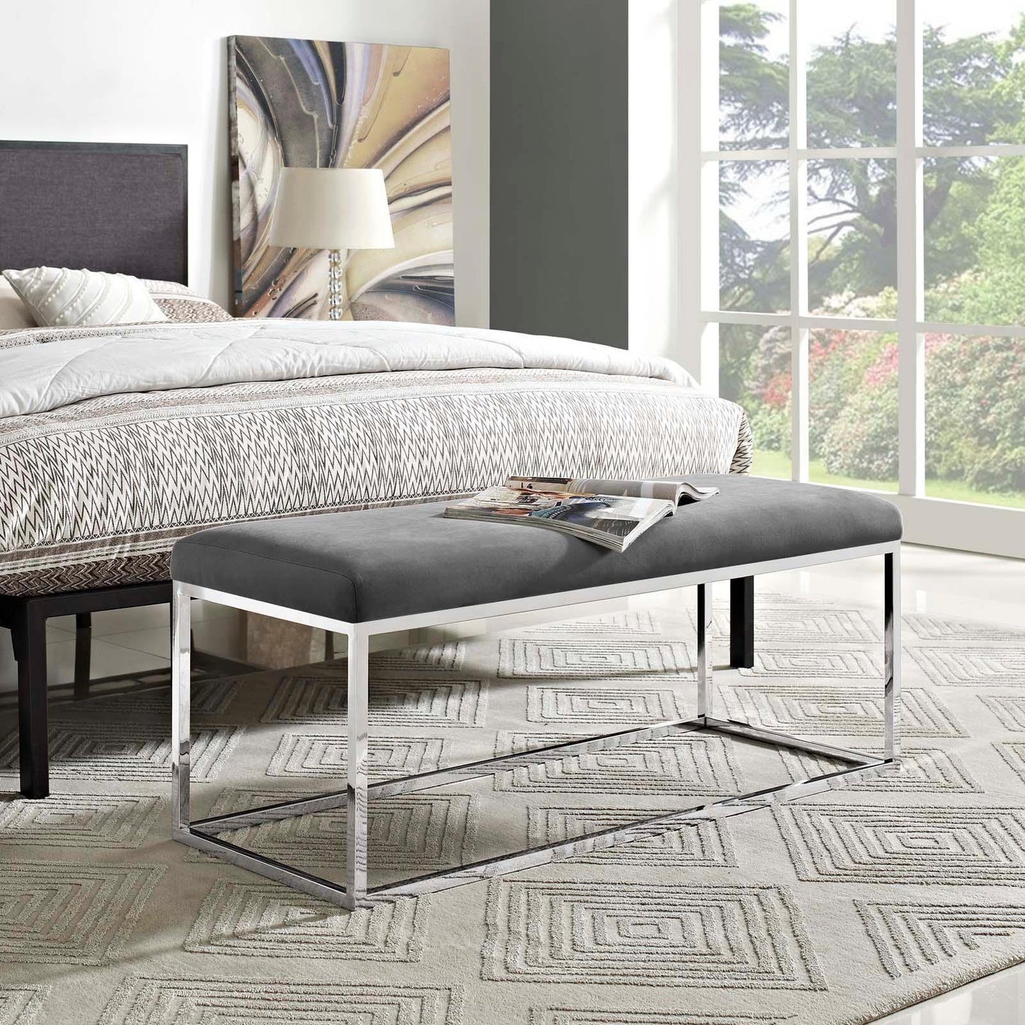 Modway Anticipate Performance Velvet Bench FredCo