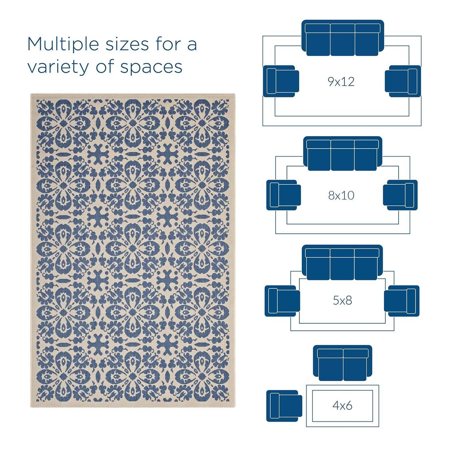 Modway Ariana Vintage Floral Trellis Indoor and Outdoor Area Rug FredCo