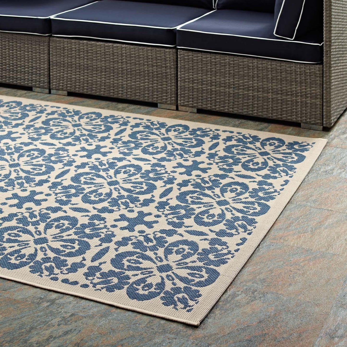 Modway Ariana Vintage Floral Trellis Indoor and Outdoor Area Rug FredCo