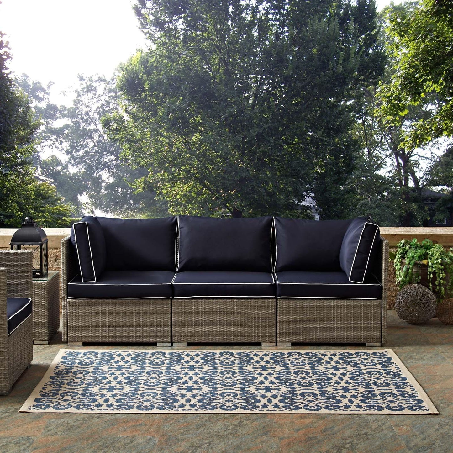 Modway Ariana Vintage Floral Trellis Indoor and Outdoor Area Rug FredCo