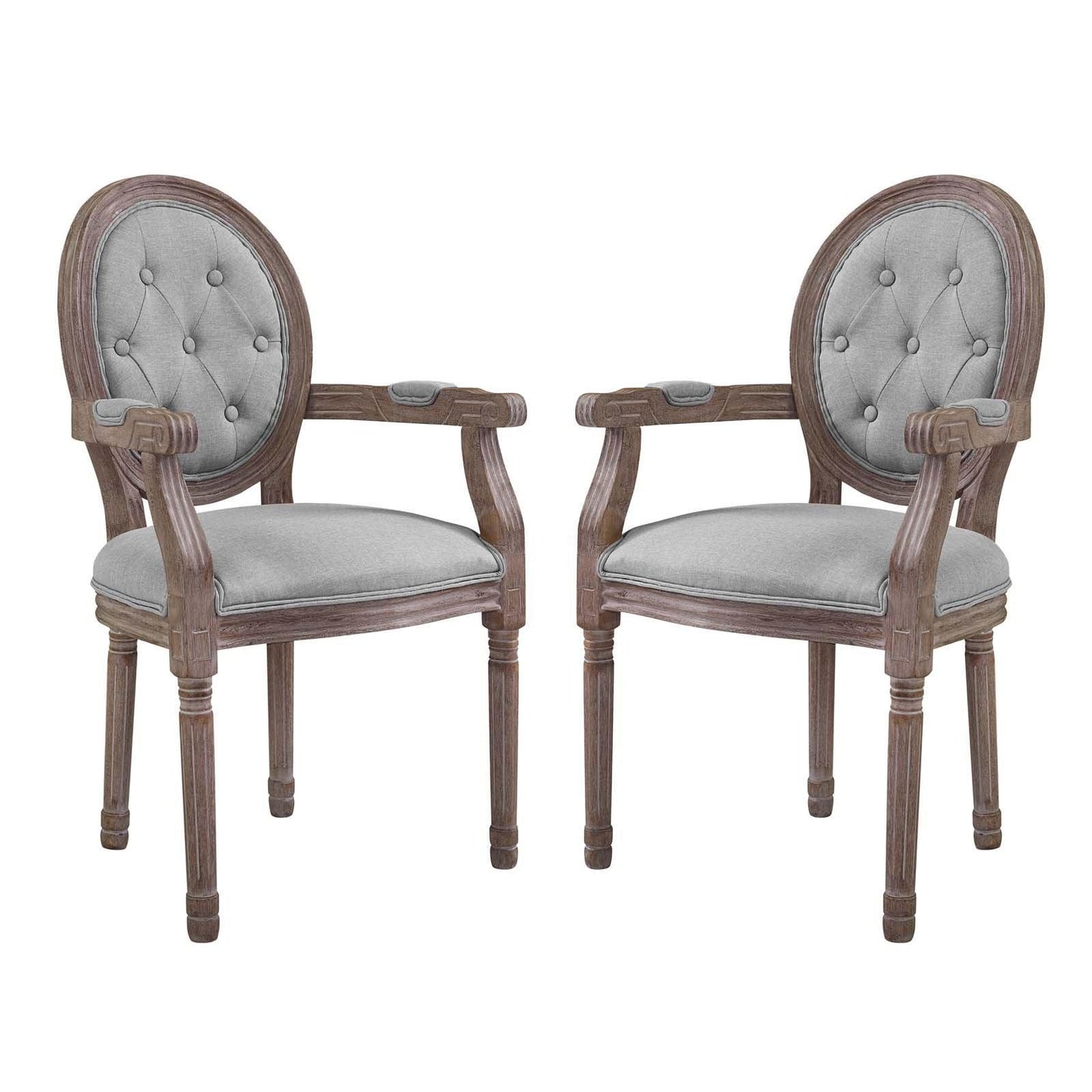 Modway Arise Vintage French Upholstered Fabric Dining Armchair Set of 2 FredCo