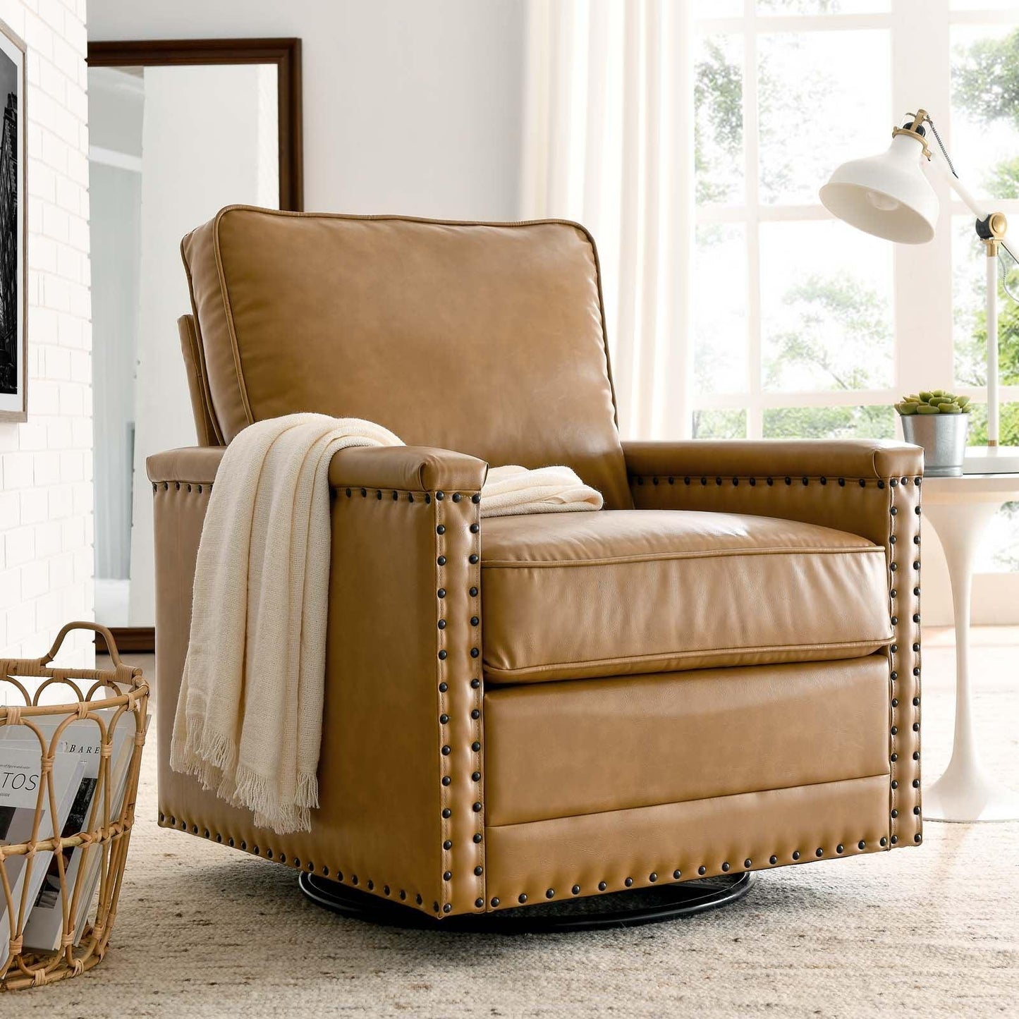 Modway Ashton Vegan Leather Swivel Chair FredCo