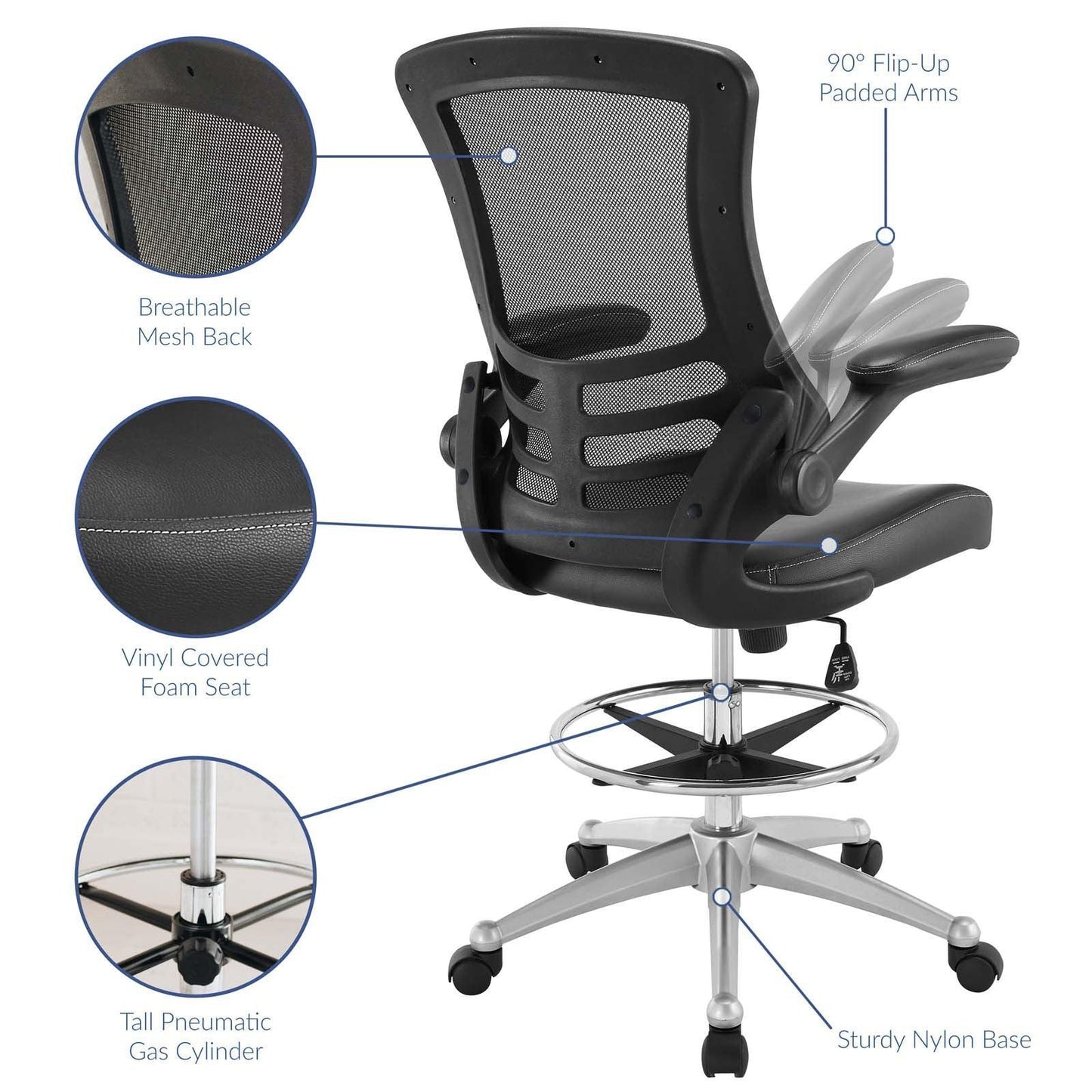 Modway Attainment Vinyl Drafting Chair FredCo