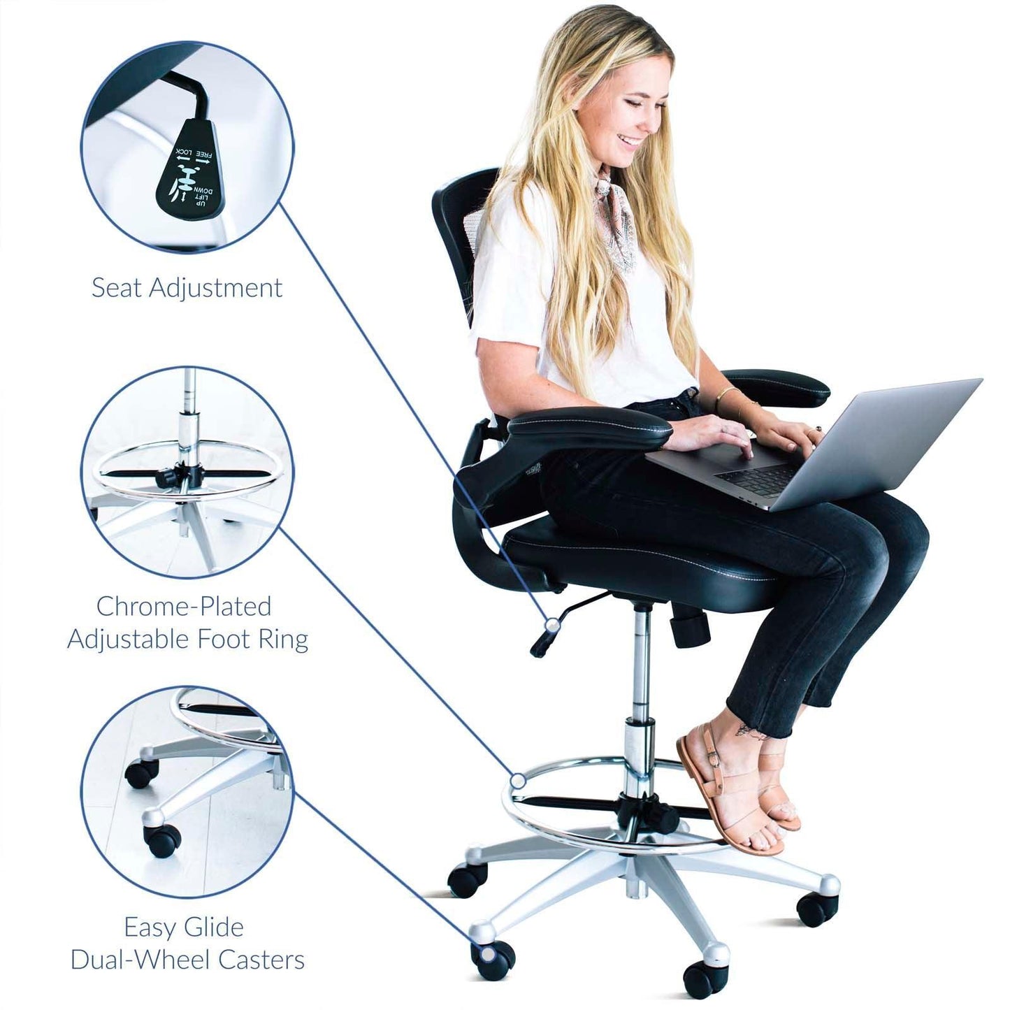Modway Attainment Vinyl Drafting Chair FredCo