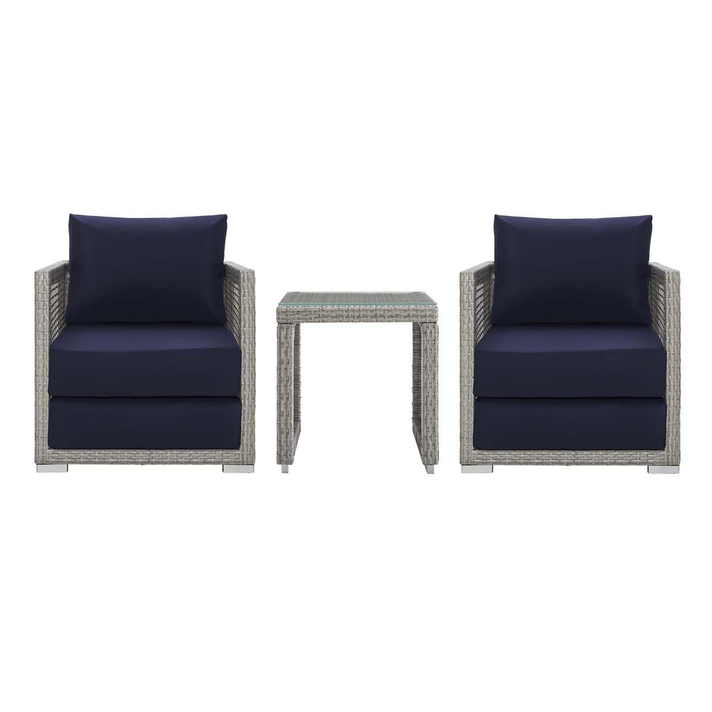 Modway Aura 3 Piece Outdoor Patio Wicker Rattan Set FredCo