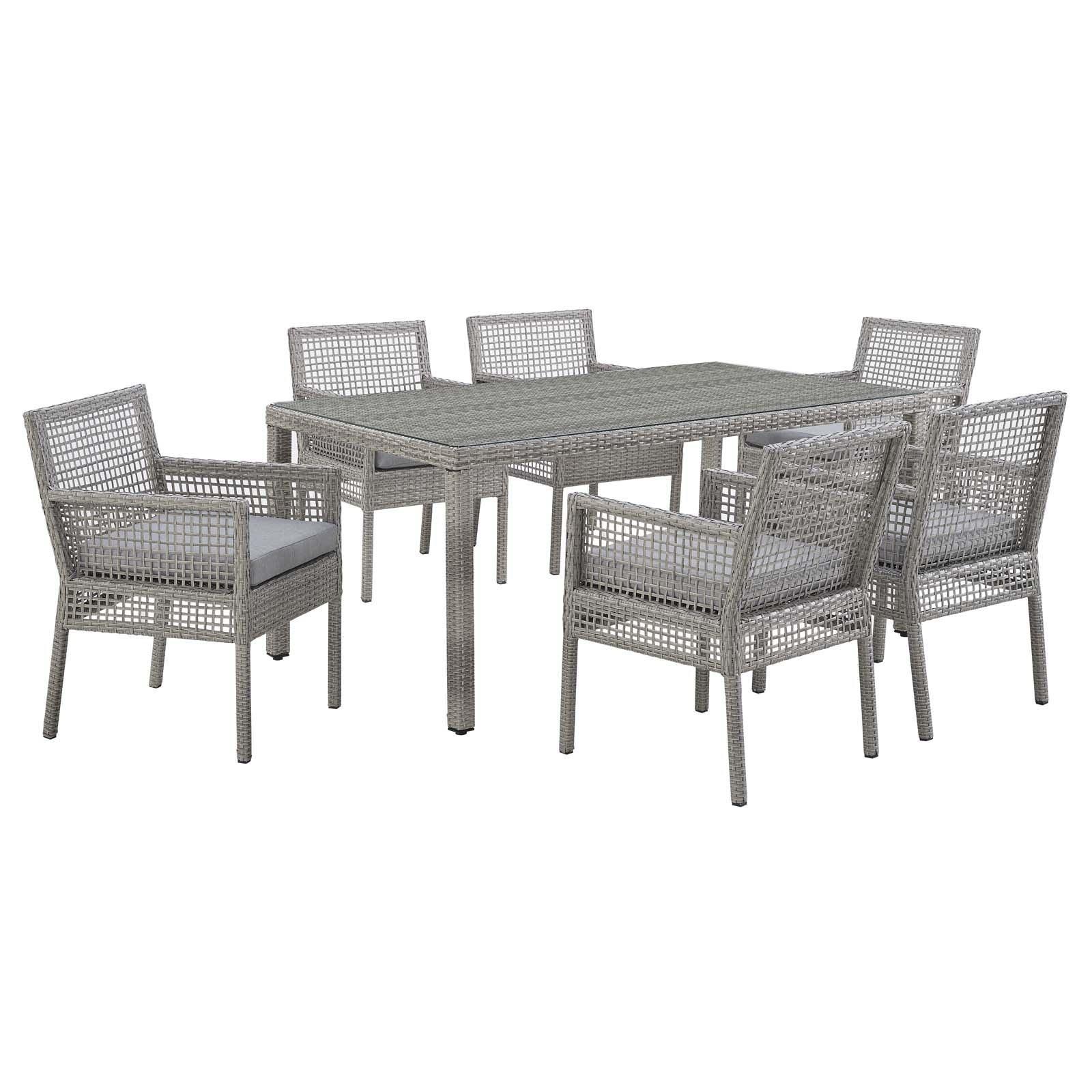 Modway Aura 7 Piece Outdoor Patio Wicker Rattan Set FredCo