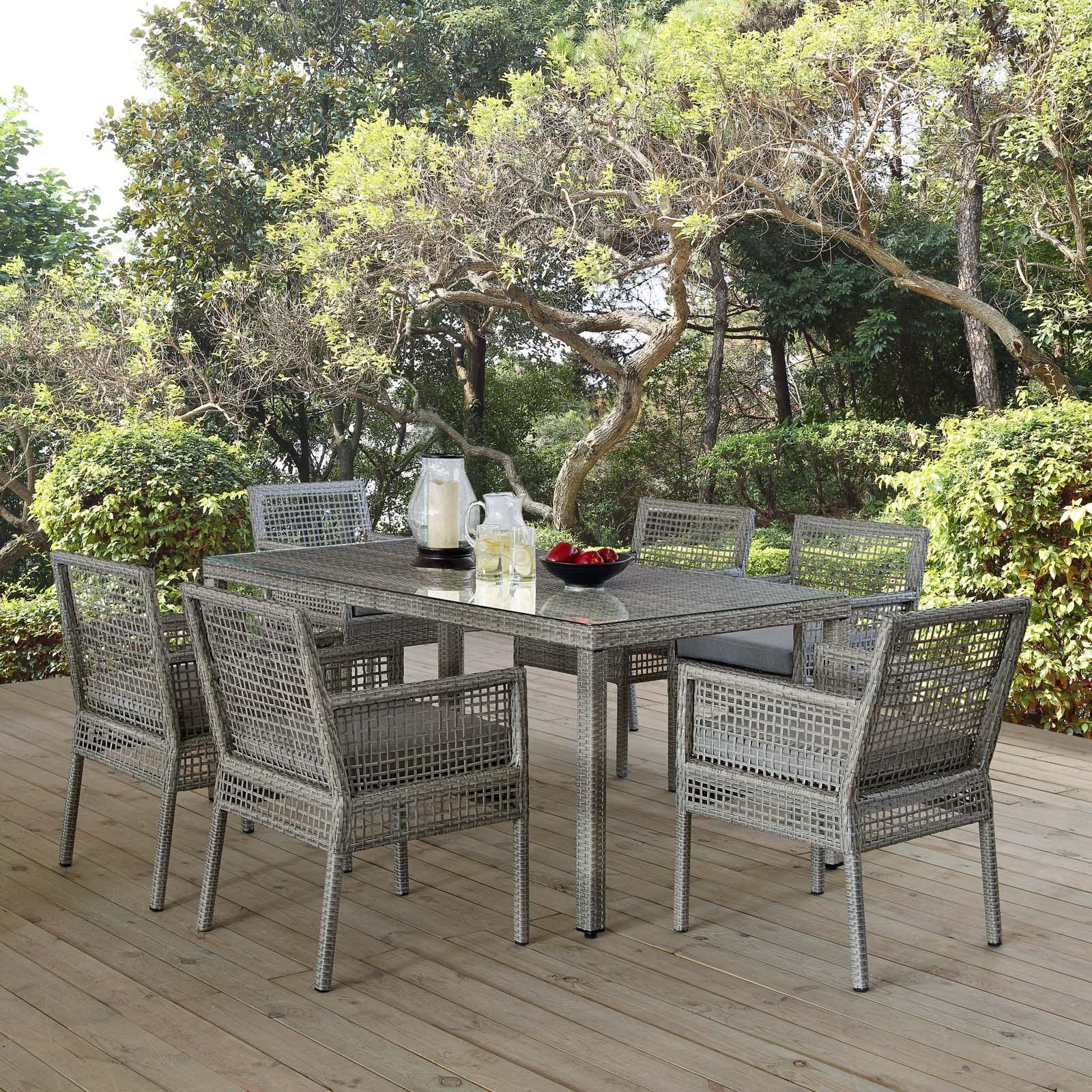 Modway Aura 7 Piece Outdoor Patio Wicker Rattan Set FredCo