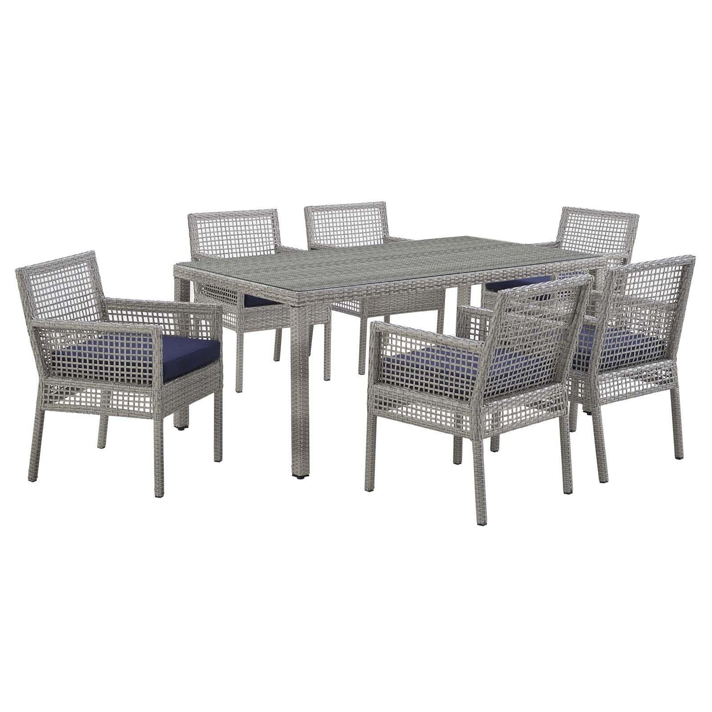 Modway Aura 7 Piece Outdoor Patio Wicker Rattan Set FredCo