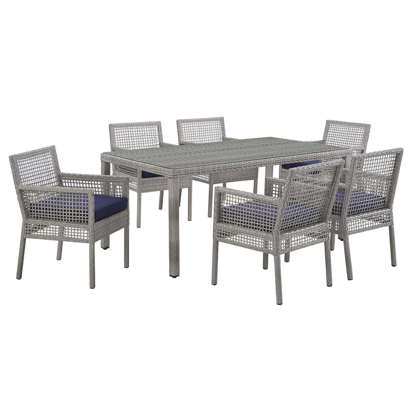 Modway Aura 7 Piece Outdoor Patio Wicker Rattan Set FredCo