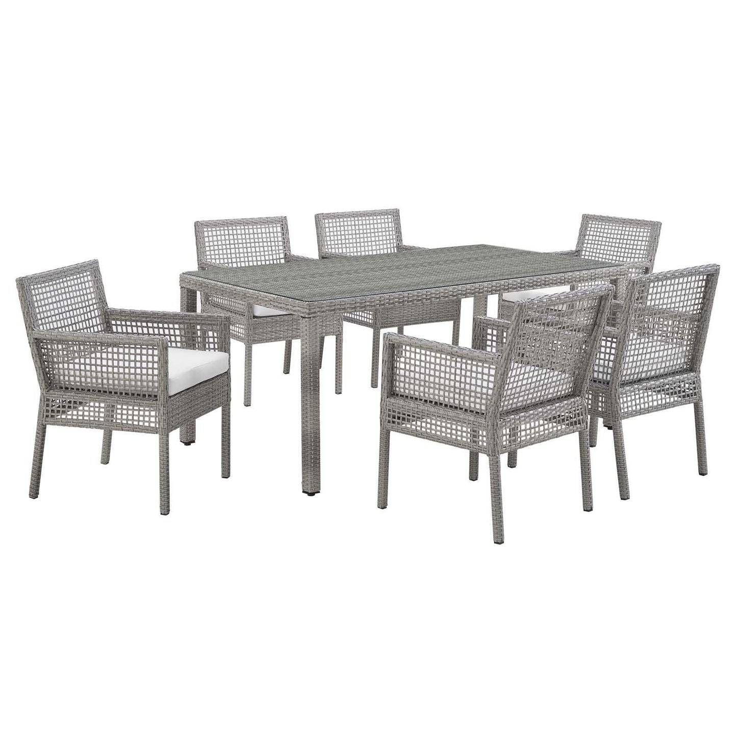 Modway Aura 7 Piece Outdoor Patio Wicker Rattan Set FredCo