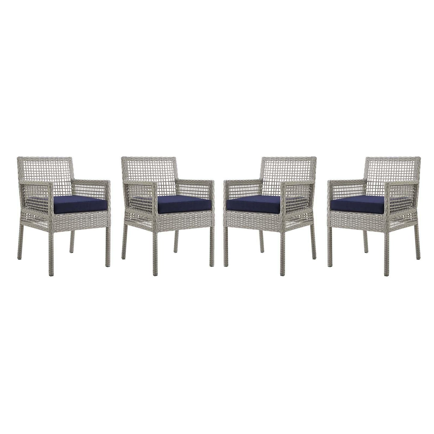 Modway Aura Dining Armchair Outdoor Patio Wicker Rattan Set of 4 FredCo