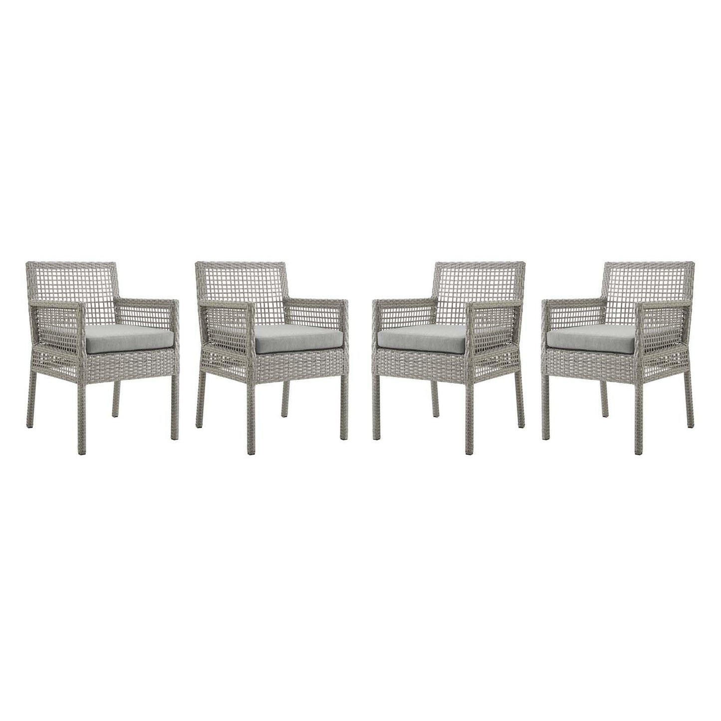 Modway Aura Dining Armchair Outdoor Patio Wicker Rattan Set of 4 FredCo