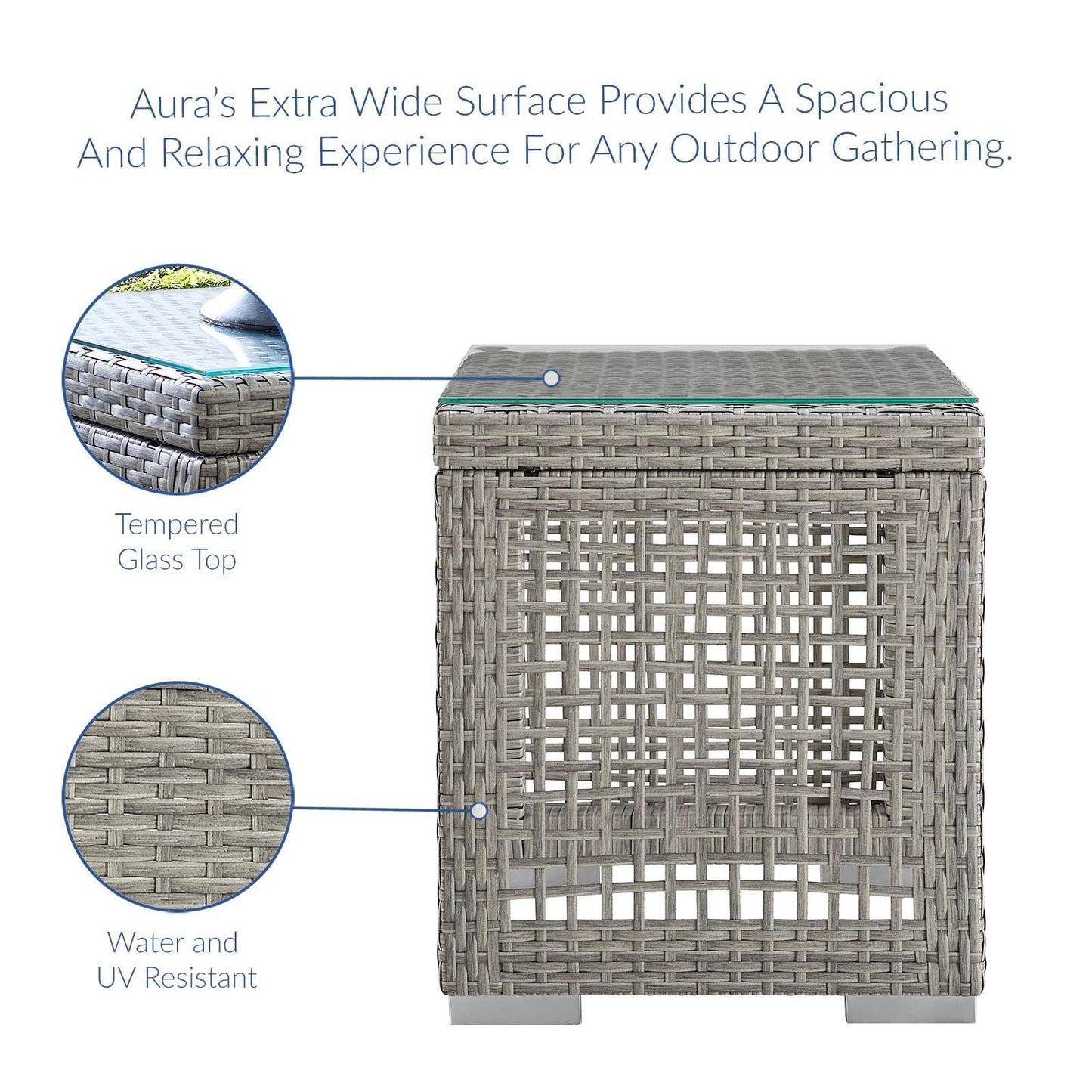 Modway Aura Outdoor Patio Wicker Rattan Side Table FredCo