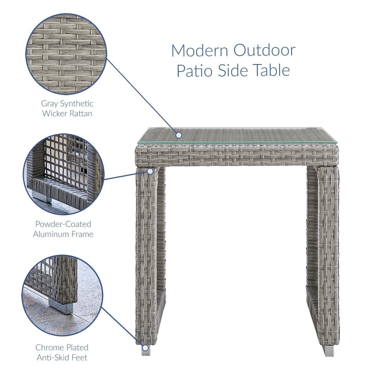 Modway Aura Outdoor Patio Wicker Rattan Side Table FredCo