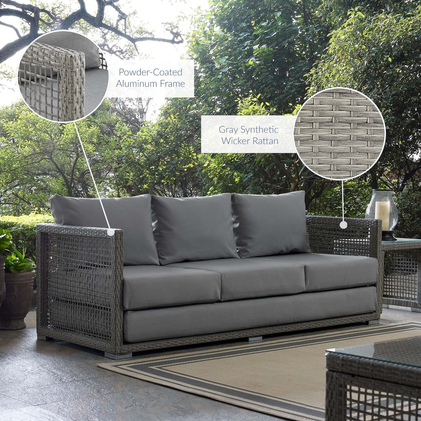 Modway Aura Outdoor Patio Wicker Rattan Sofa FredCo