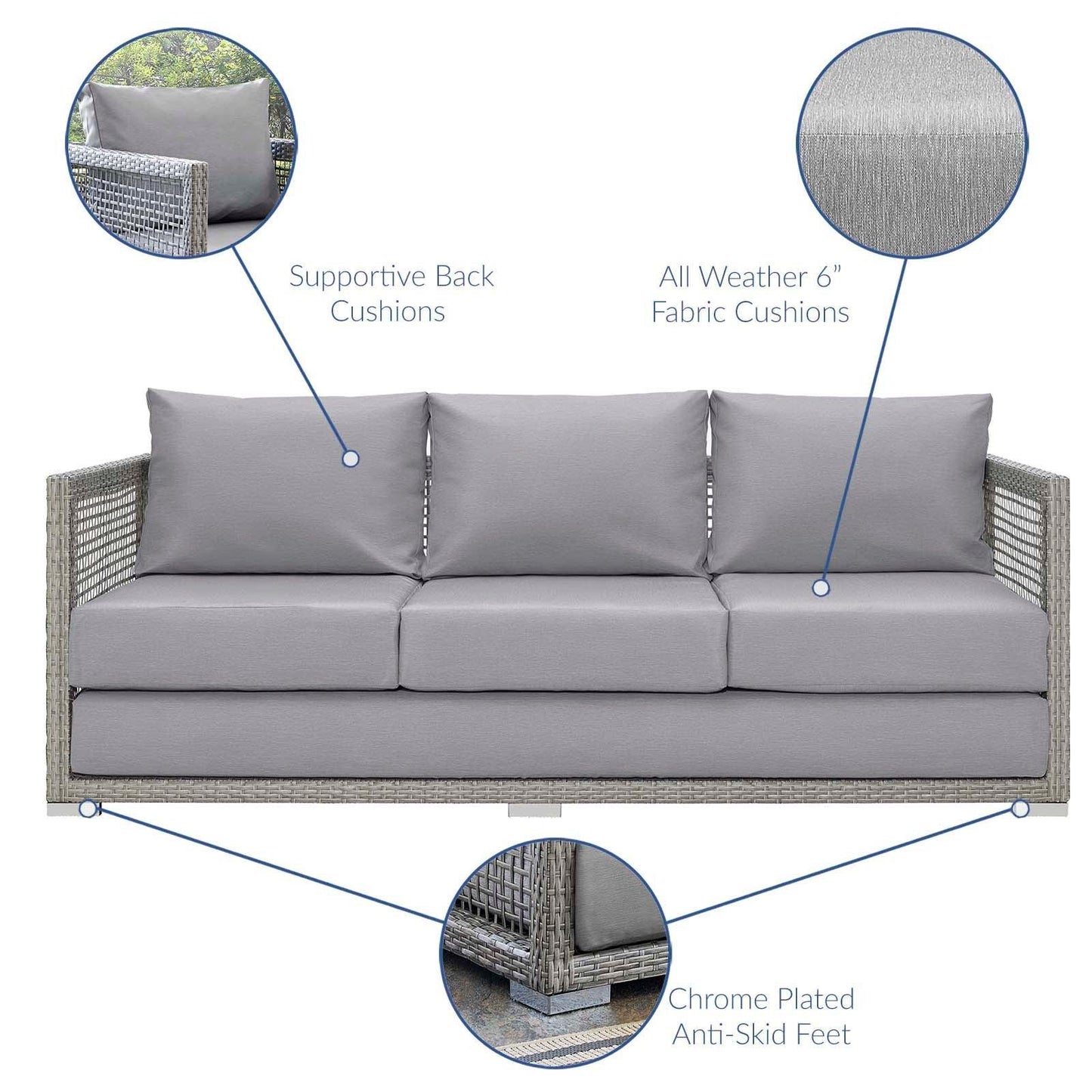 Modway Aura Outdoor Patio Wicker Rattan Sofa FredCo