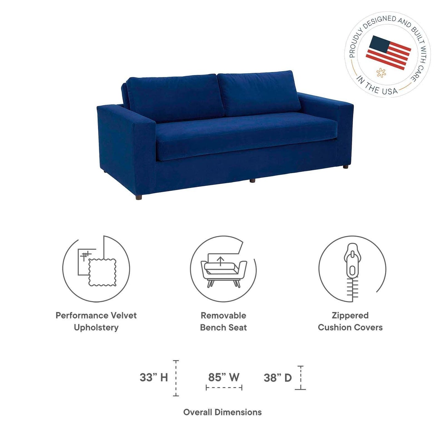 Modway Avendale Velvet Sofa FredCo