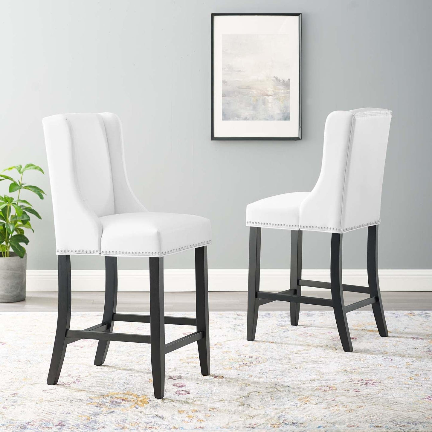 Modway Baron Counter Stool Faux Leather Set of 2 FredCo