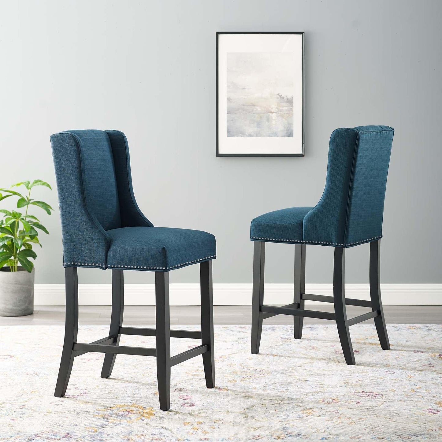 Modway Baron Counter Stool Upholstered Fabric Set of 2 FredCo