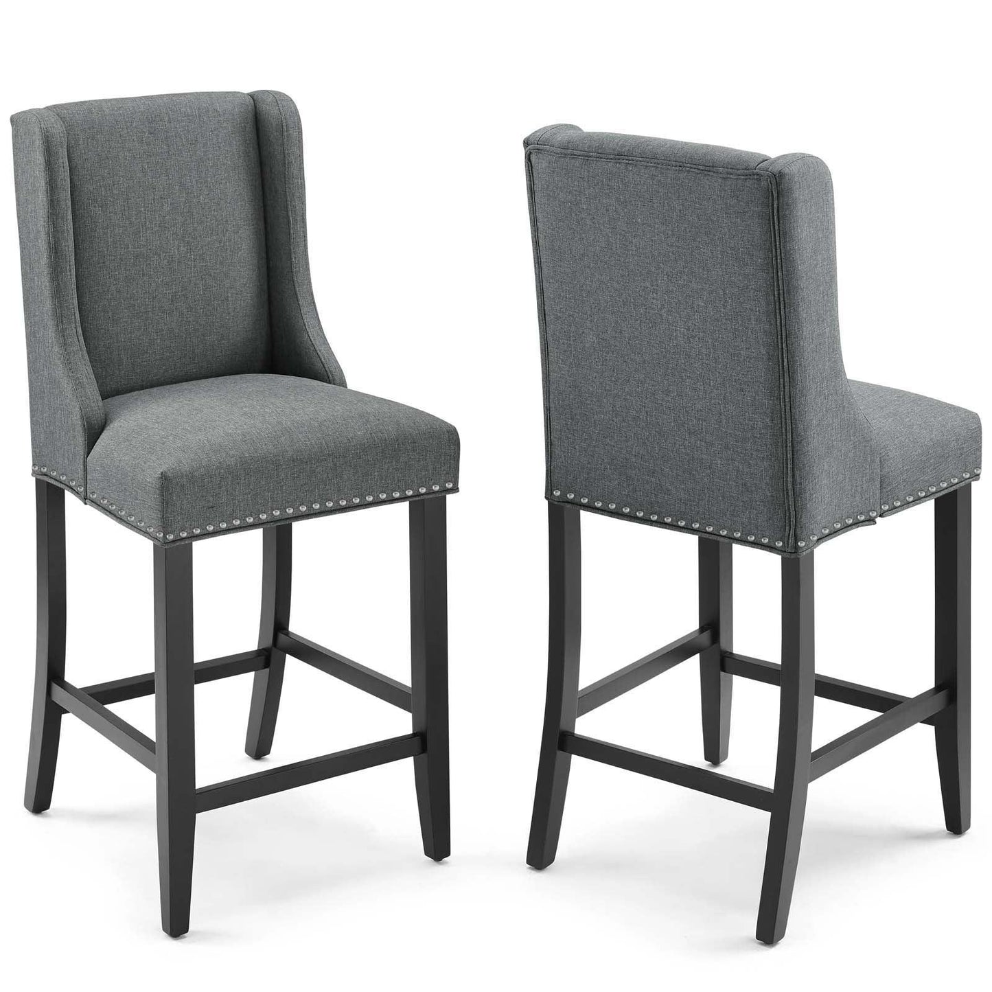 Modway Baron Counter Stool Upholstered Fabric Set of 2 FredCo