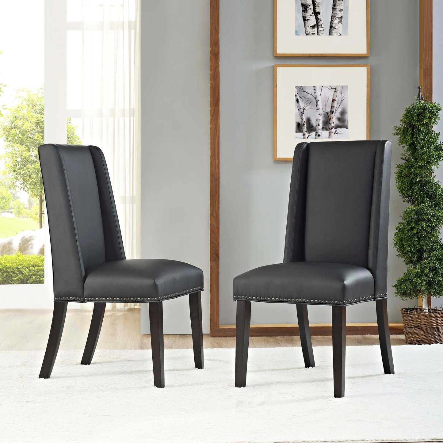 Modway Baron Dining Chair Vinyl Set of 2 FredCo