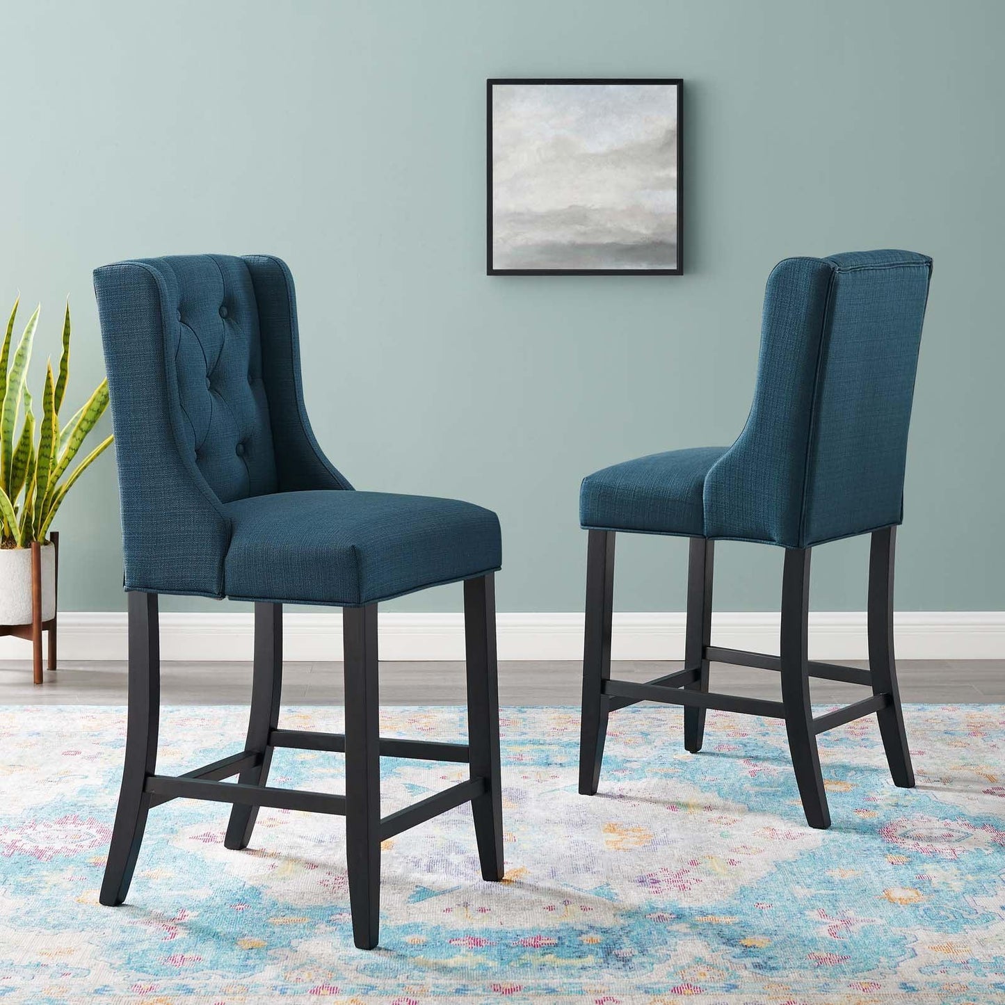 Modway Baronet Counter Bar Stool Upholstered Fabric Set of 2 FredCo