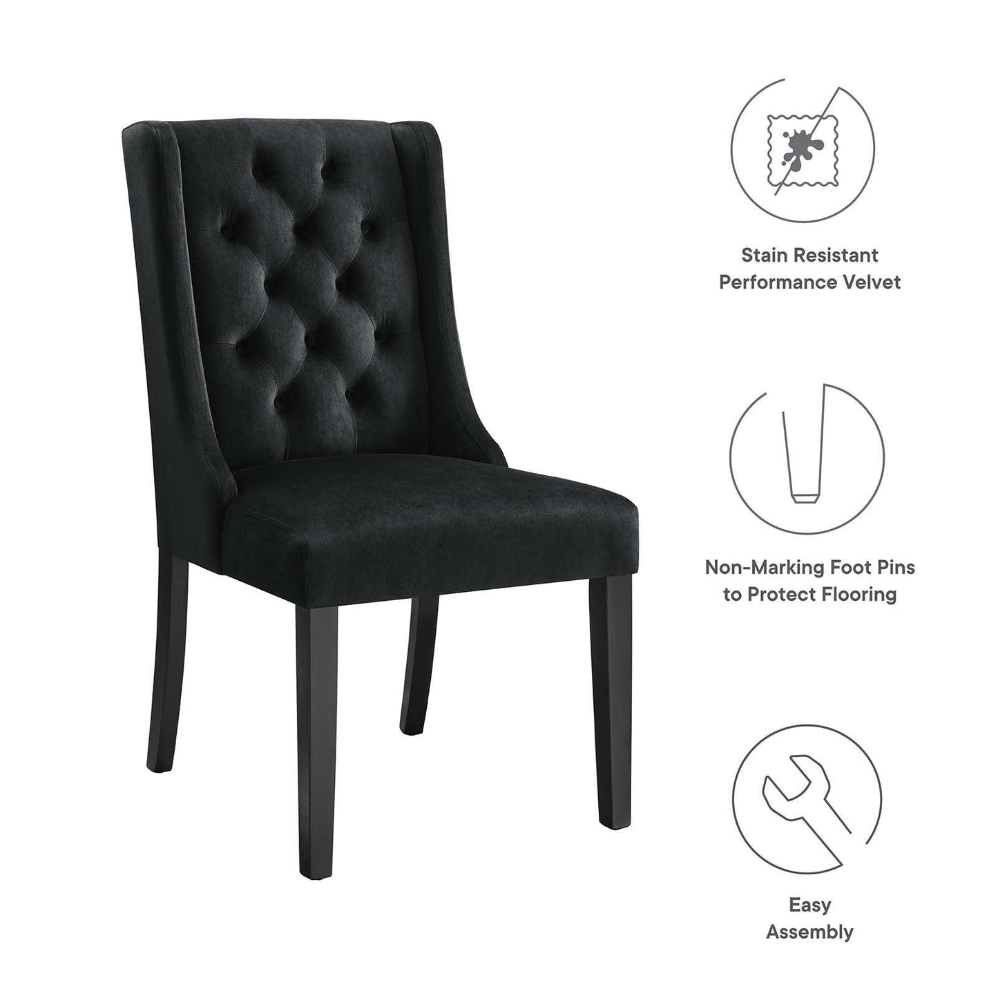 Modway Baronet Performance Velvet Dining Chairs - Set of 2 FredCo
