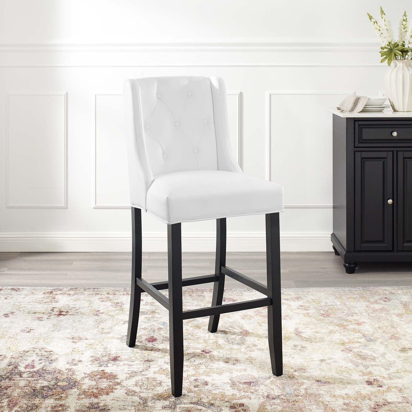 Modway Baronet Tufted Button Faux Leather Bar Stool FredCo