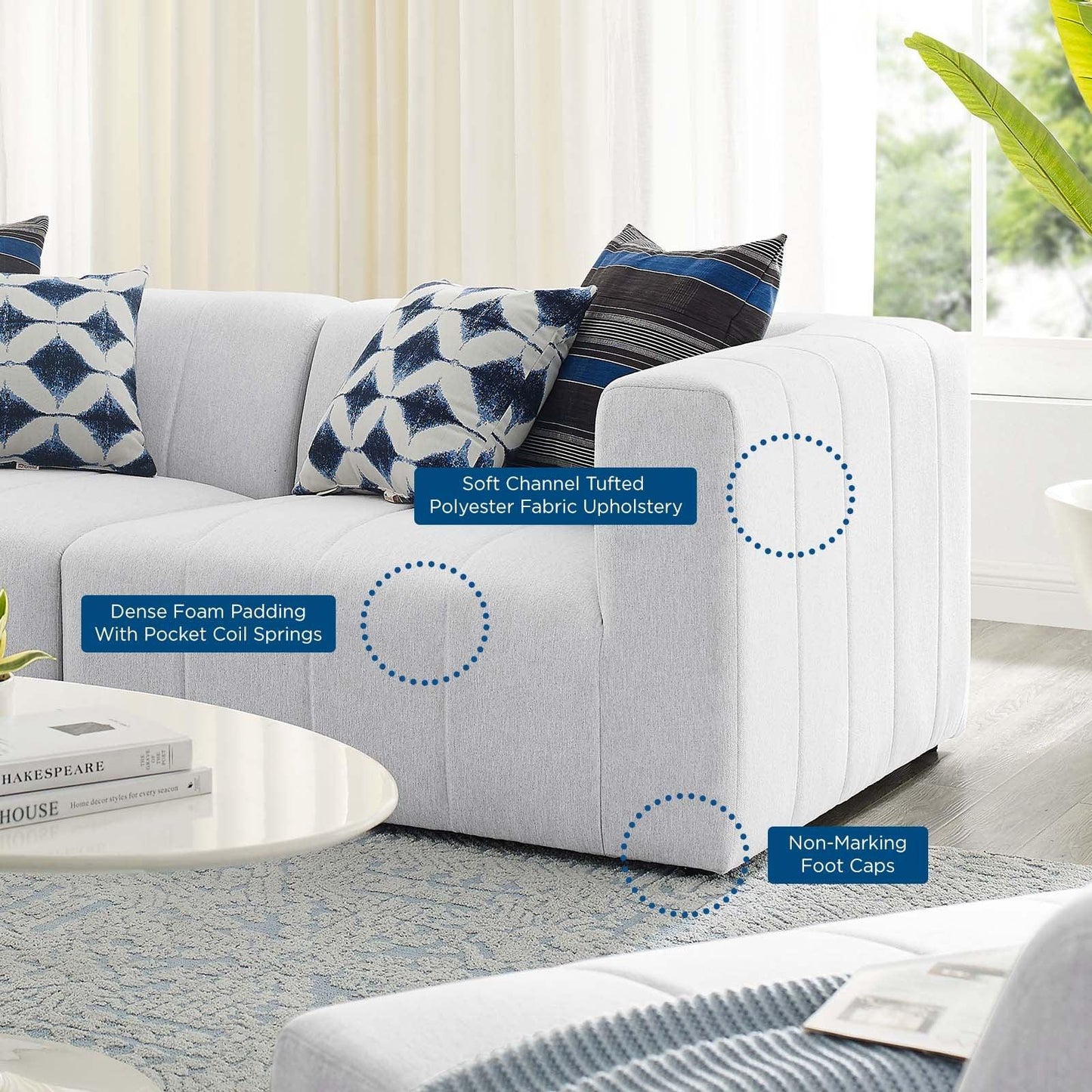 Modway Bartlett Upholstered Fabric 2-Piece Loveseat FredCo