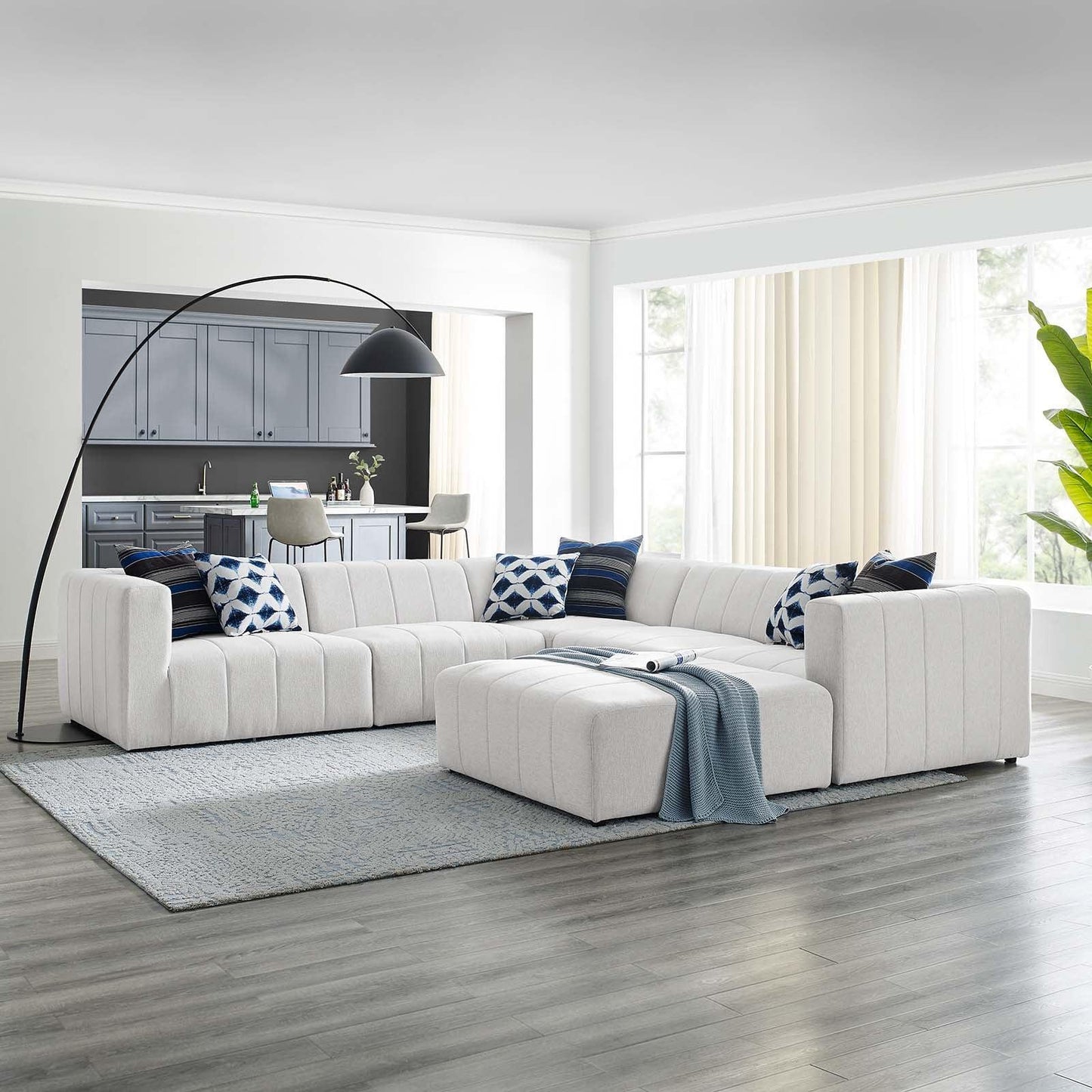 Modway Bartlett Upholstered Fabric 6-Piece Sectional Sofa FredCo