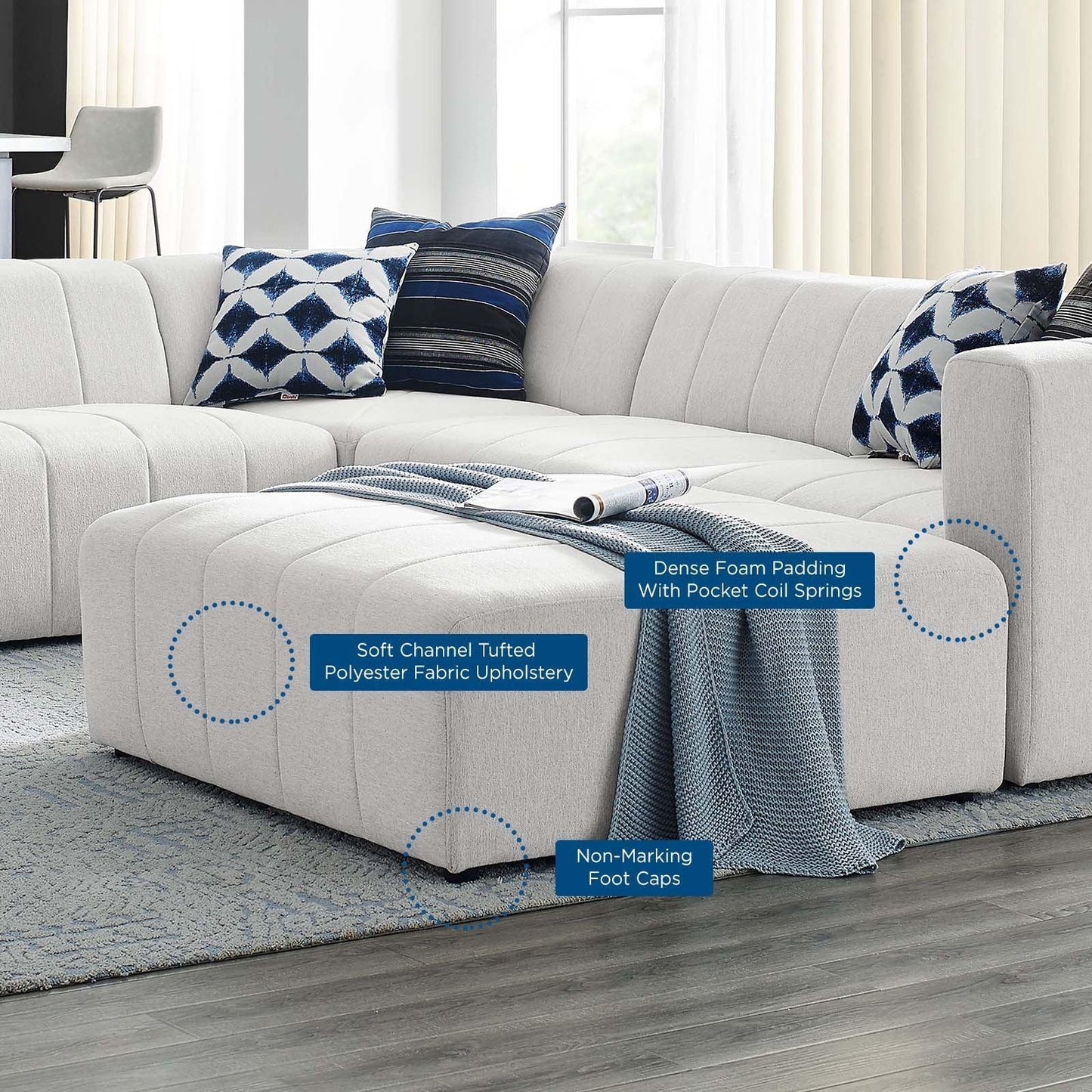 Modway Bartlett Upholstered Fabric 6-Piece Sectional Sofa FredCo