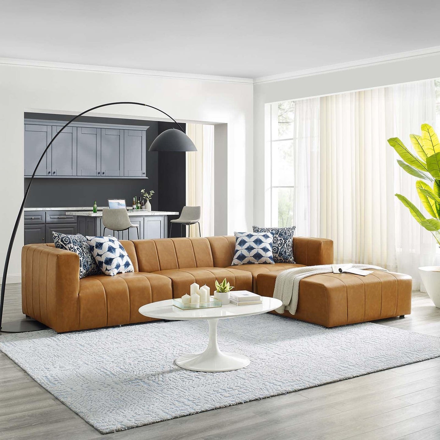 Modway Bartlett Vegan Leather 4-Piece Sectional Sofa FredCo