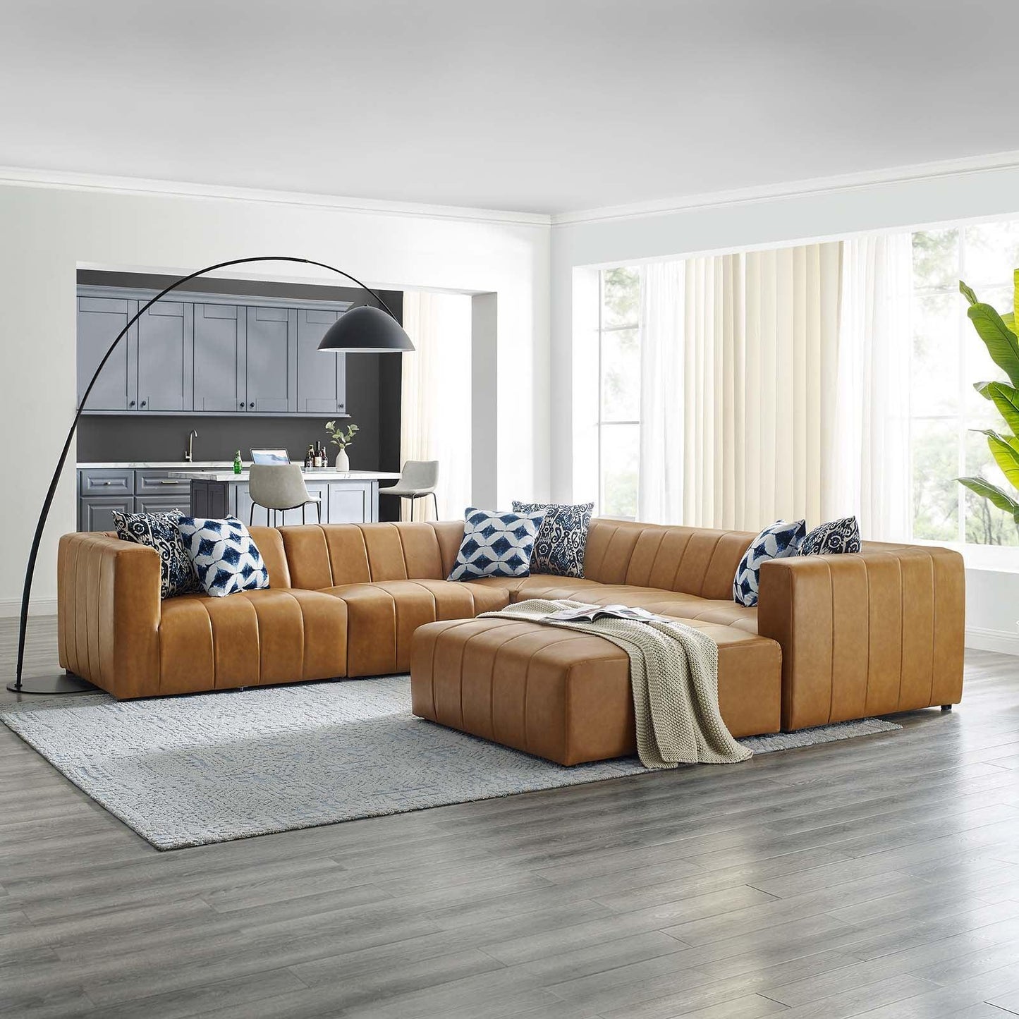 Modway Bartlett Vegan Leather 6-Piece Sectional Sofa FredCo