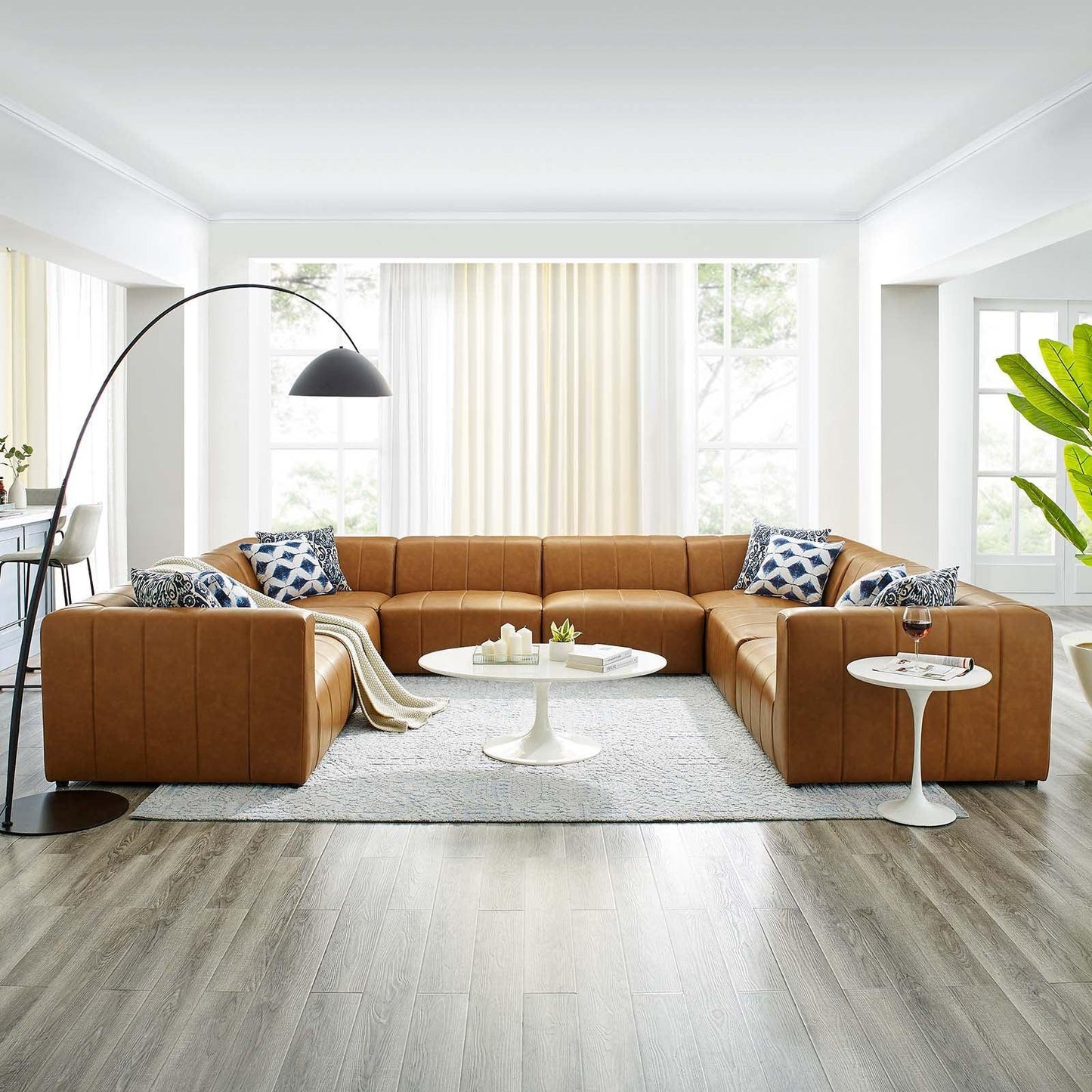 Modway Bartlett Vegan Leather 8-Piece Sectional Sofa FredCo