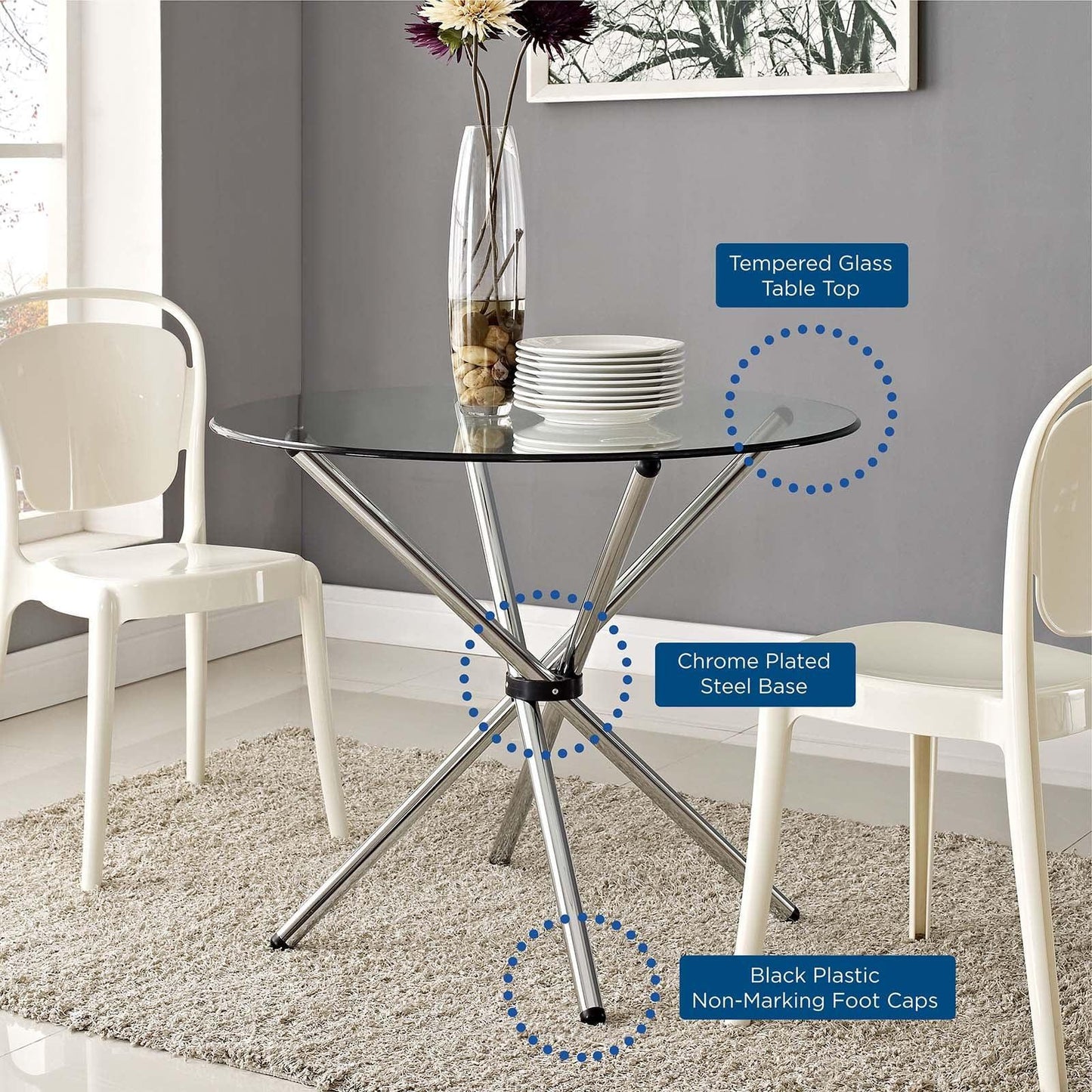 Modway Baton Round Dining Table FredCo