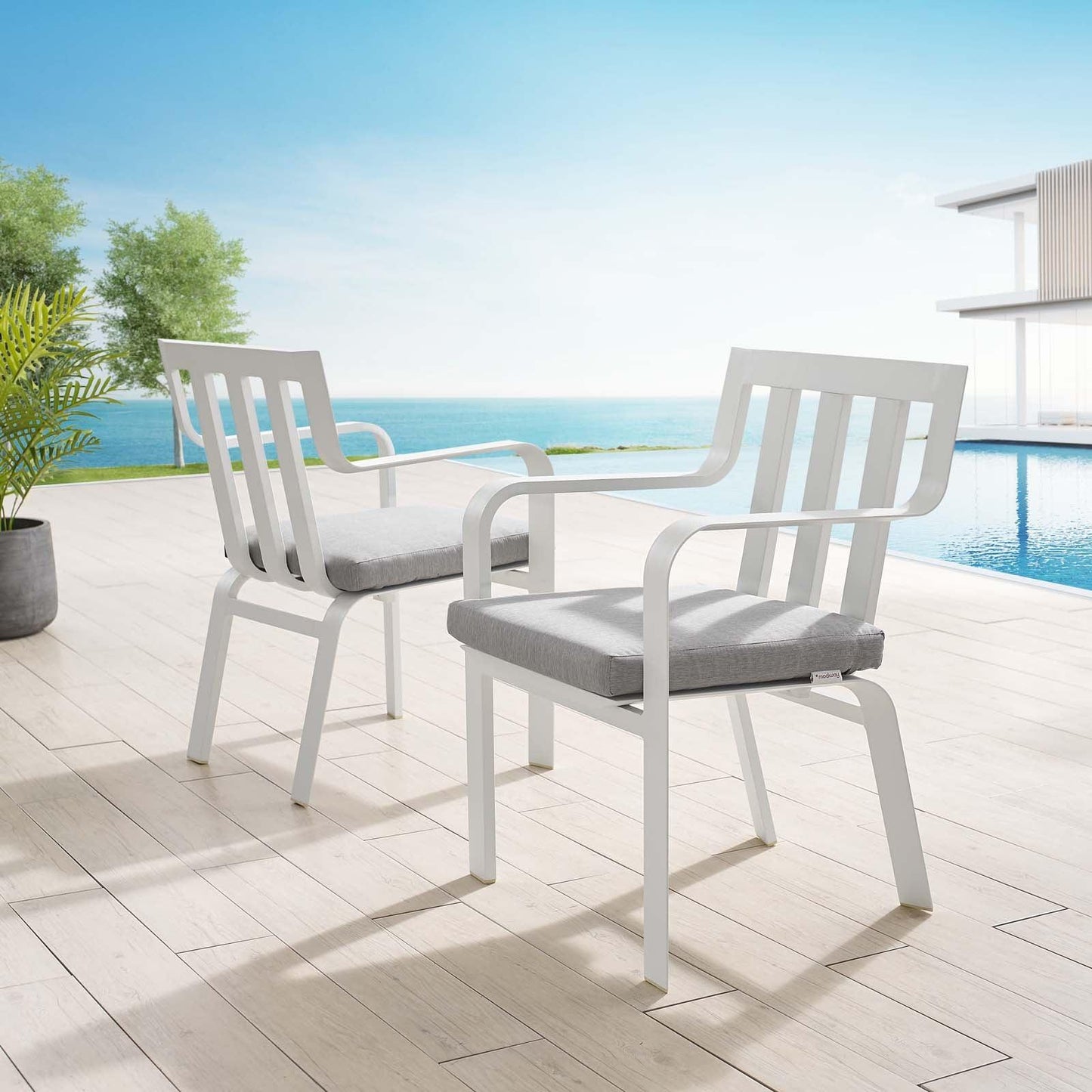 Modway Baxley Outdoor Patio Aluminum Armchair Set of 2 FredCo