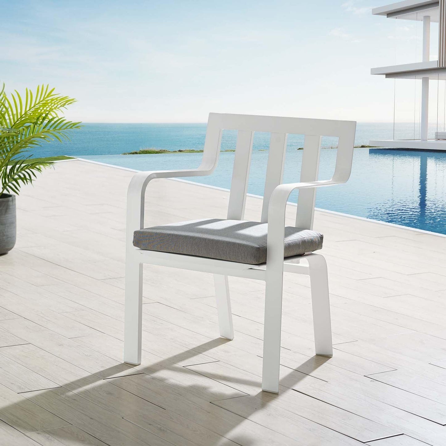 Modway Baxley Stackable Outdoor Patio Aluminum Dining Armchair FredCo