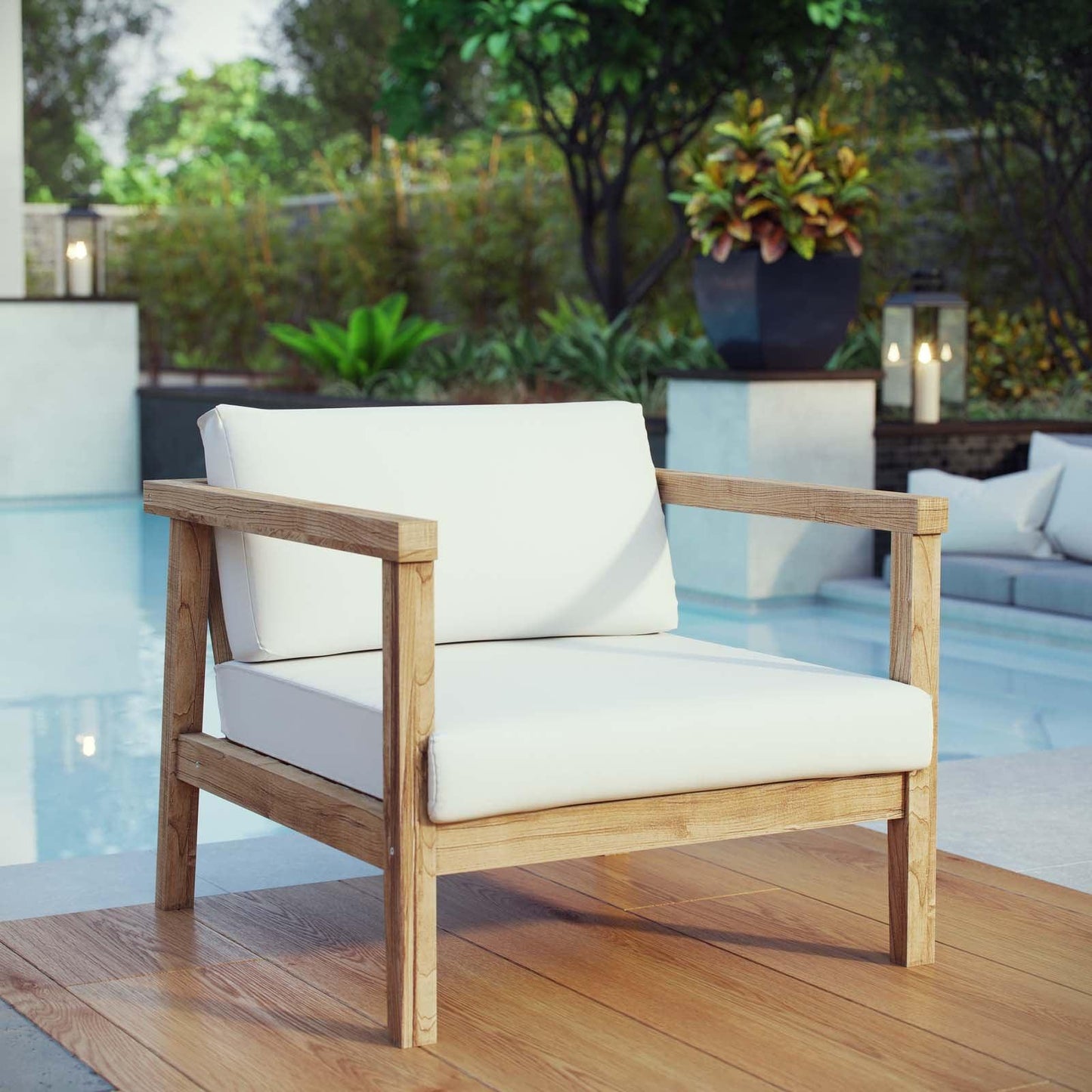 Modway Bayport Outdoor Patio Teak Armchair FredCo
