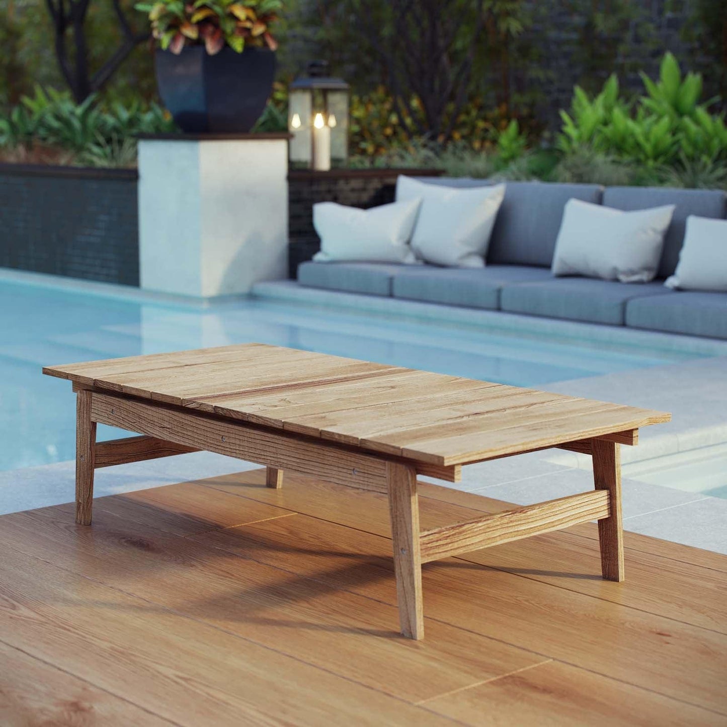 Modway Bayport Outdoor Patio Teak Coffee Table FredCo