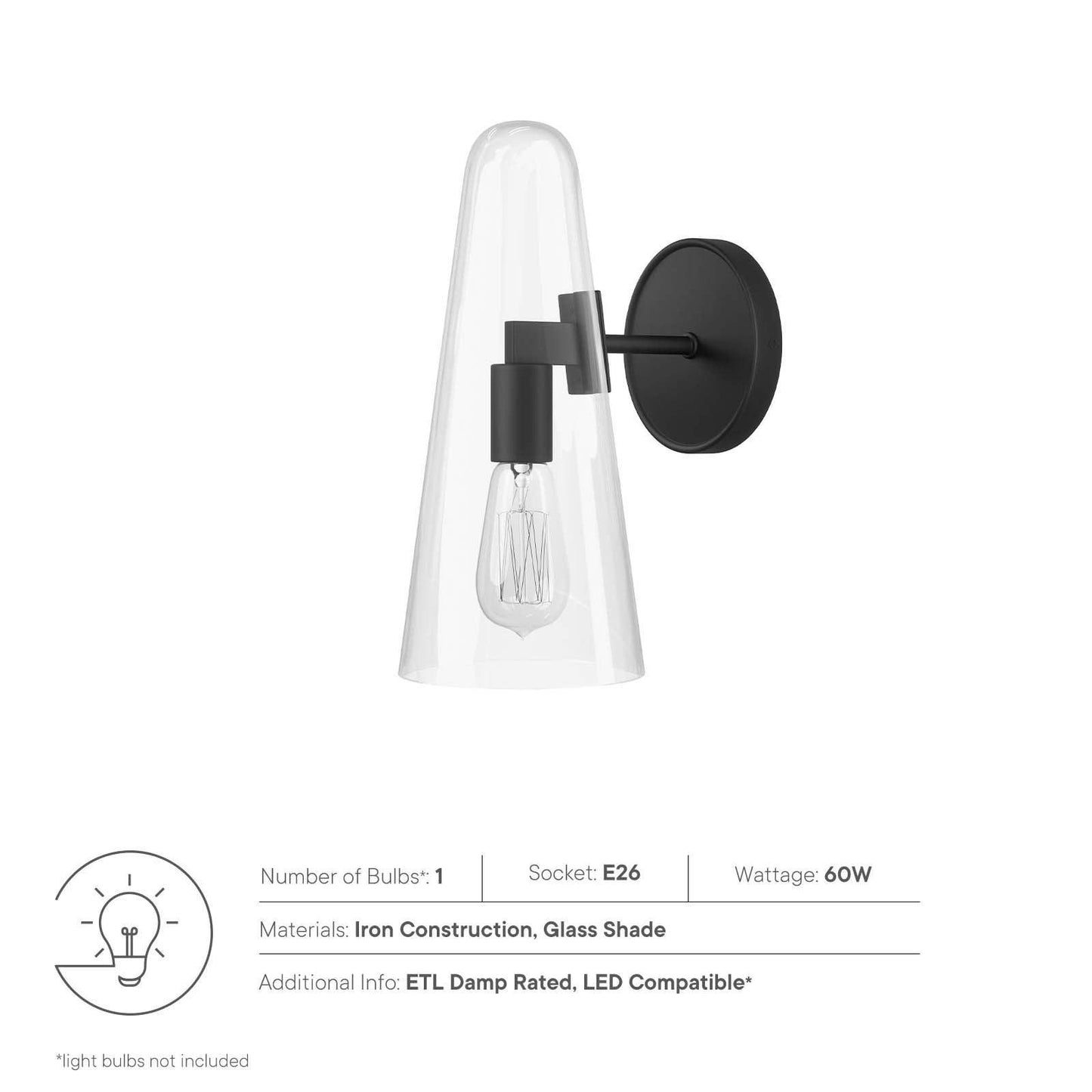 Modway Beacon 1-Light Wall Sconce FredCo