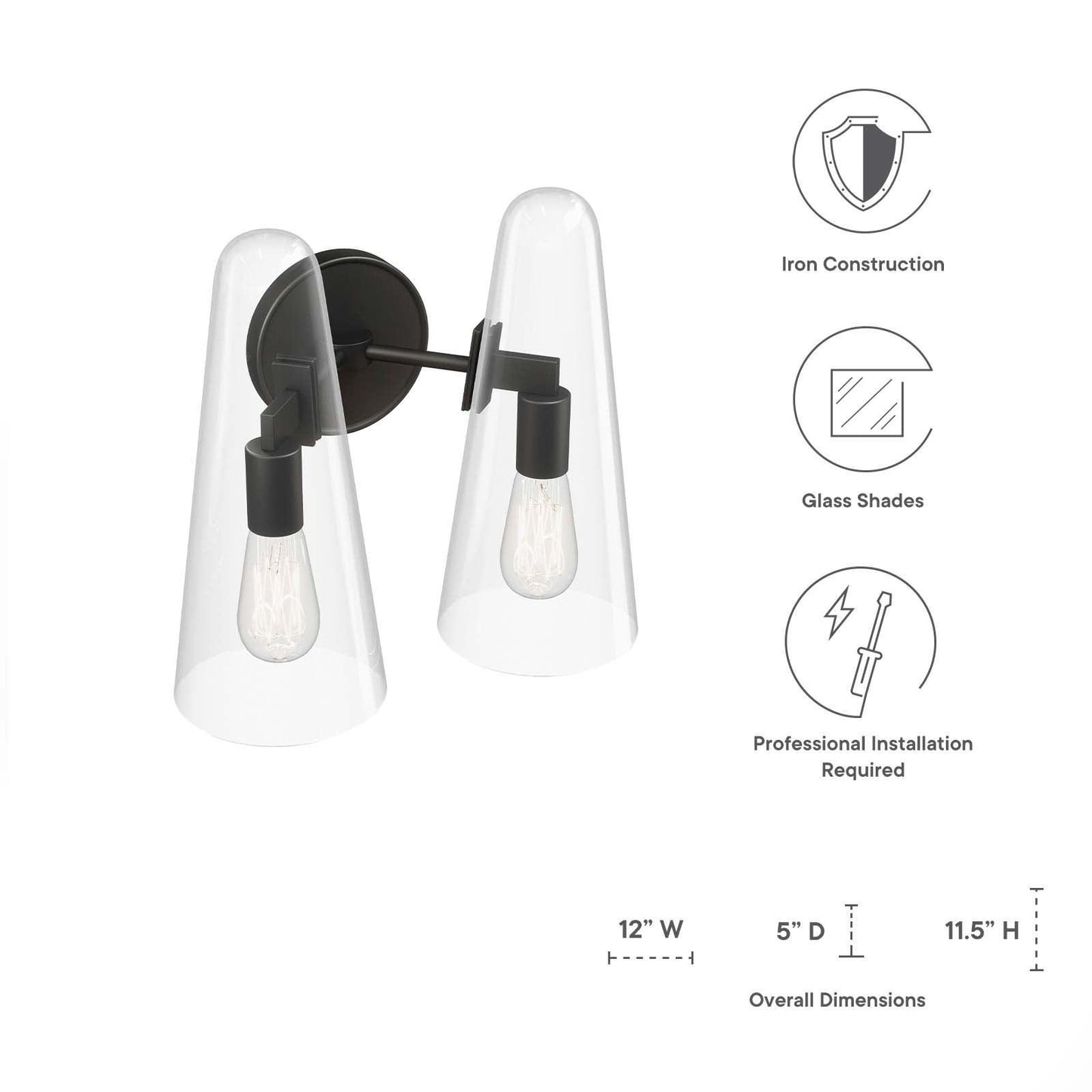Modway Beacon 2-Light Wall Sconce FredCo
