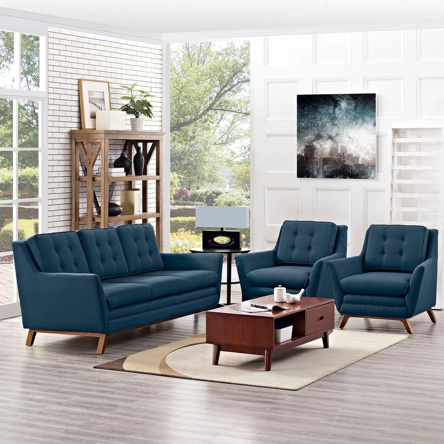 Modway Beguile 3 Piece Upholstered Fabric Living Room Set, EEI-2184 FredCo