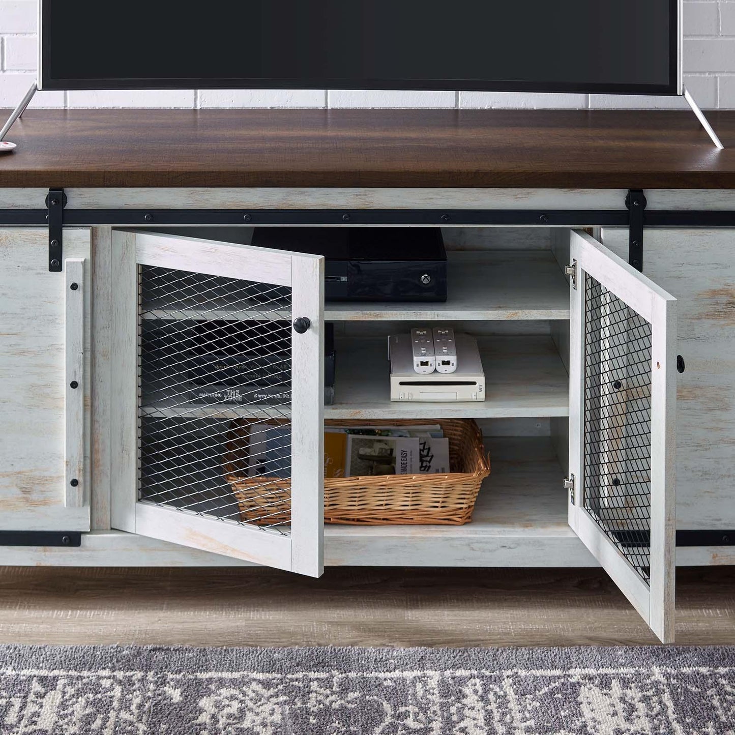 Modway Bennington 71" Rustic Sliding Door TV Stand FredCo
