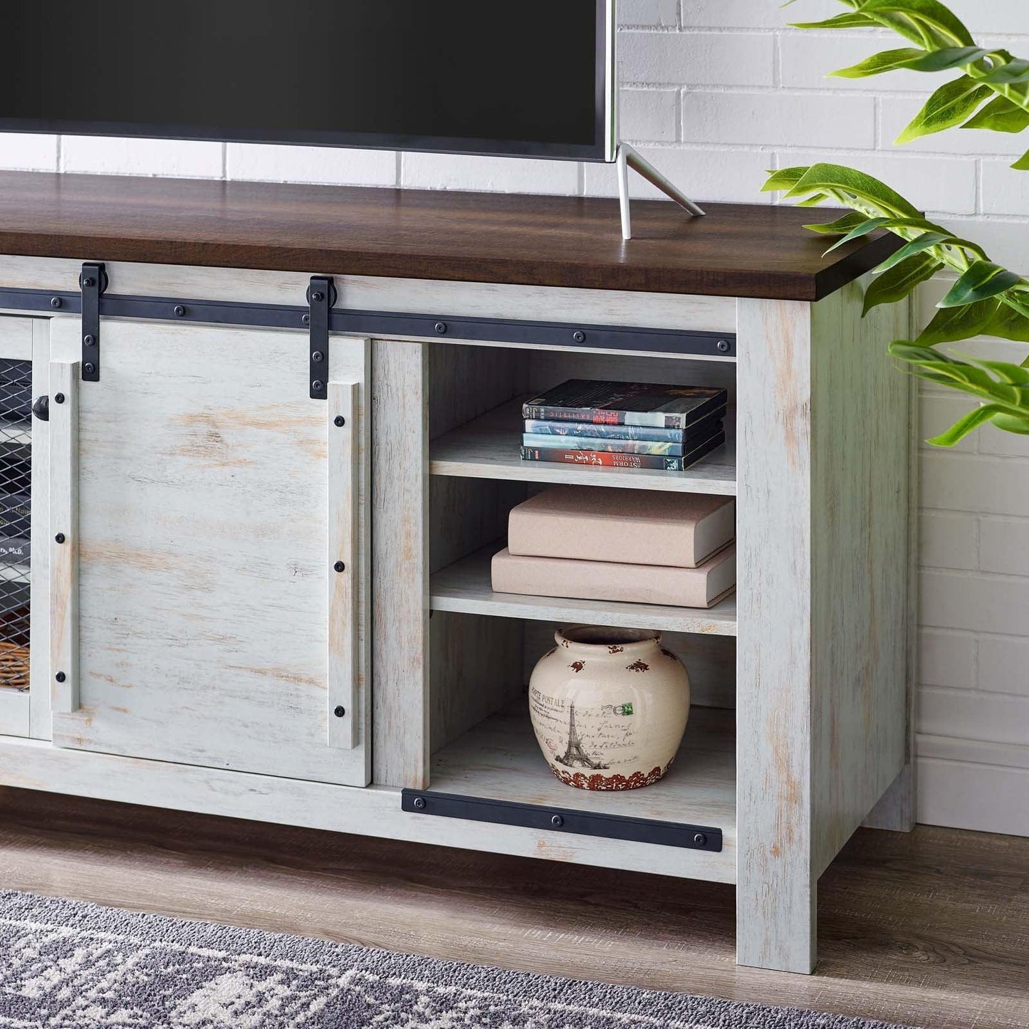 Modway Bennington 71" Rustic Sliding Door TV Stand FredCo