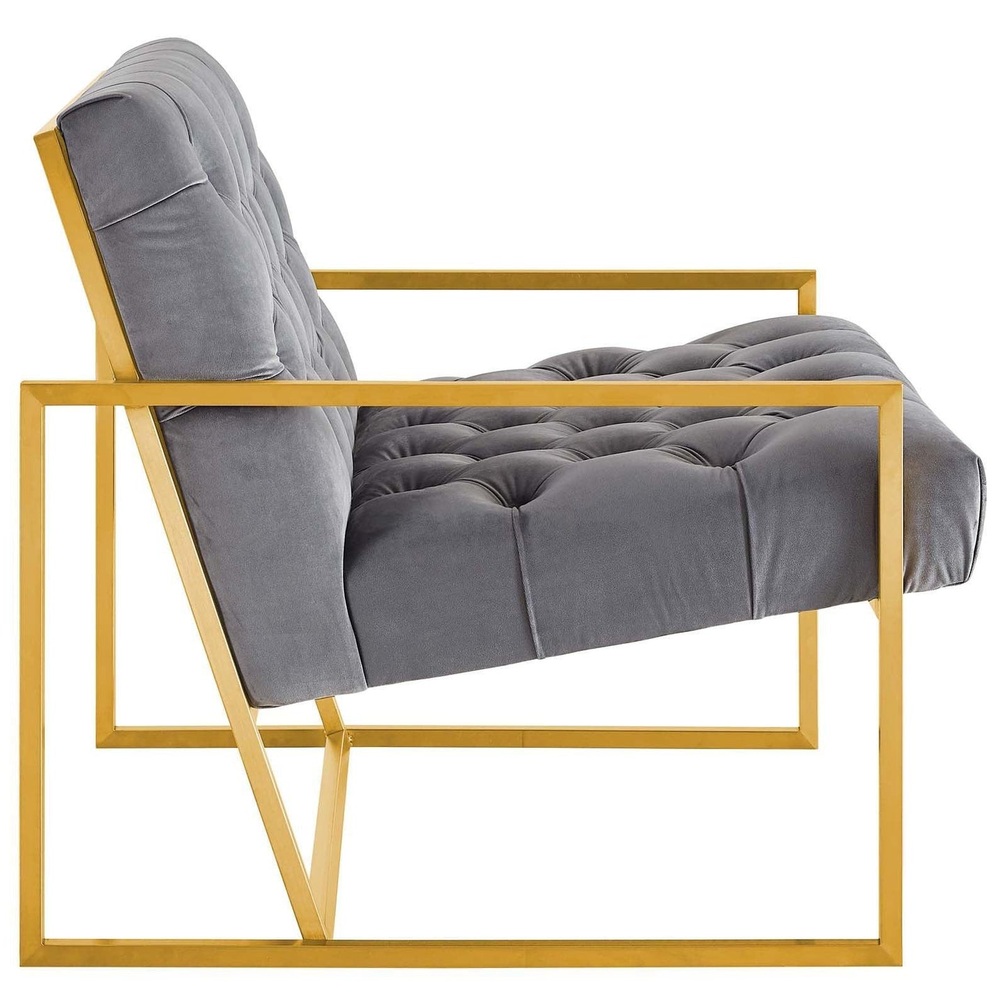 Modway Bequest Gold Stainless Steel Performance Velvet Accent Chair FredCo
