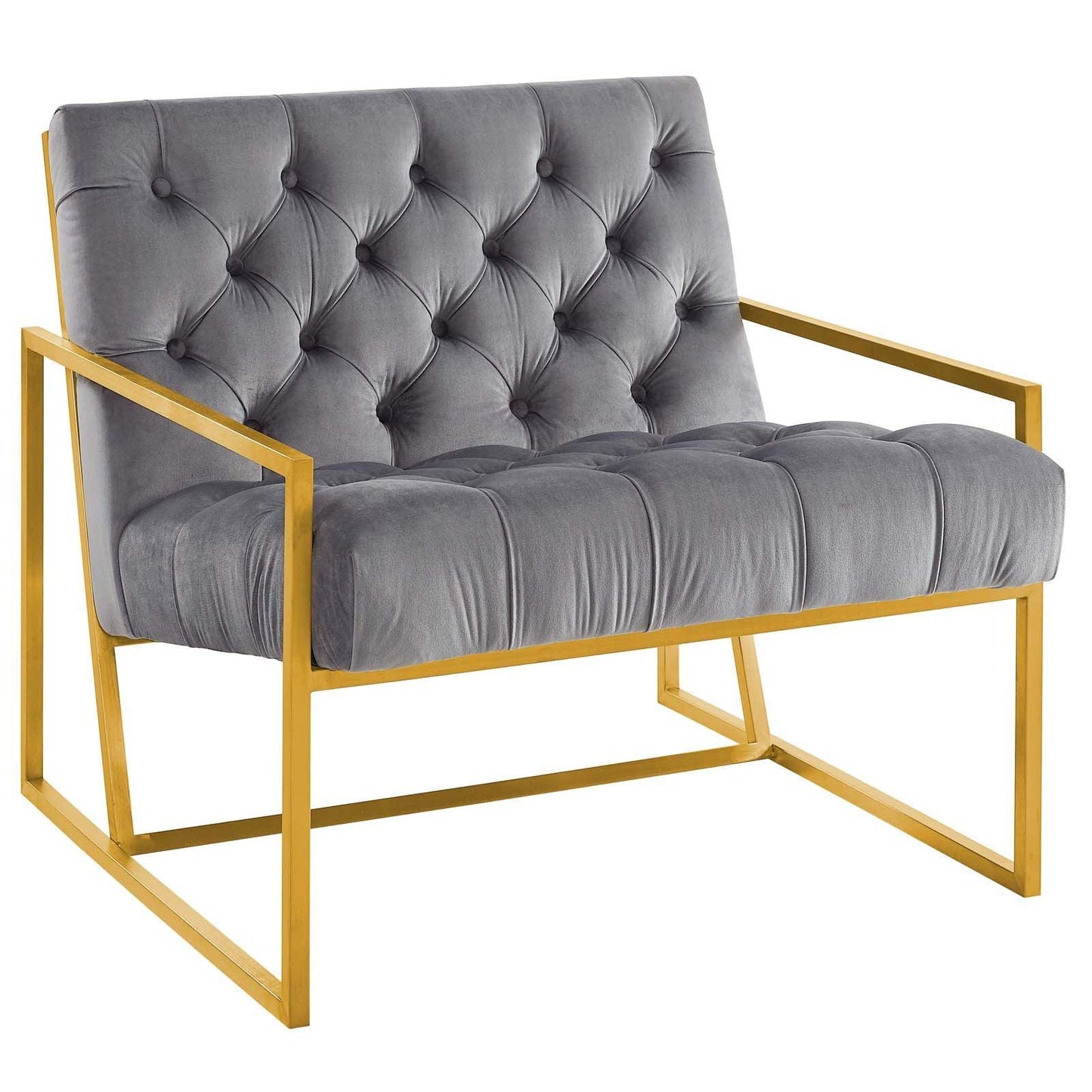 Modway Bequest Gold Stainless Steel Performance Velvet Accent Chair FredCo