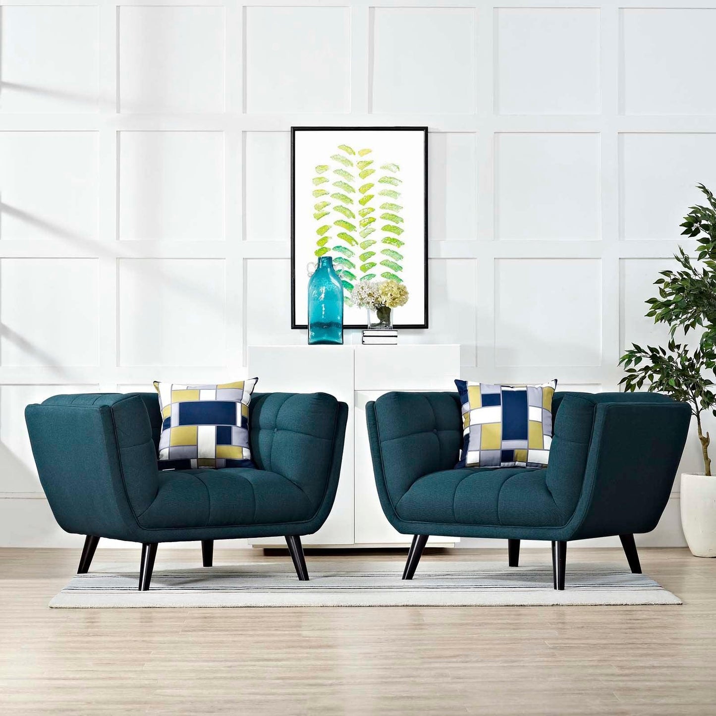 Modway Bestow 2 Piece Upholstered Fabric Armchair Set FredCo