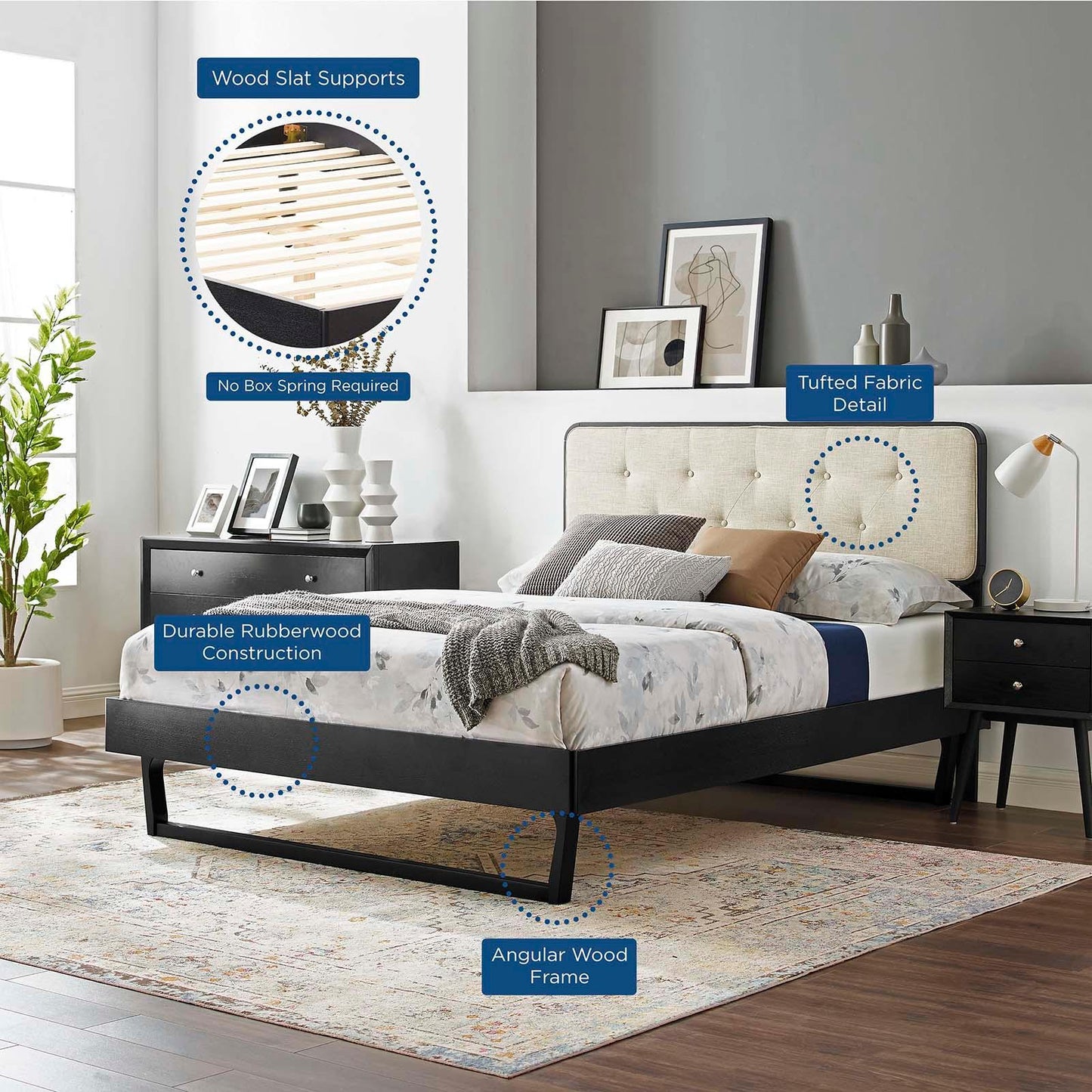 Modway Bridgette Full Wood Platform Bed With Angular Frame FredCo