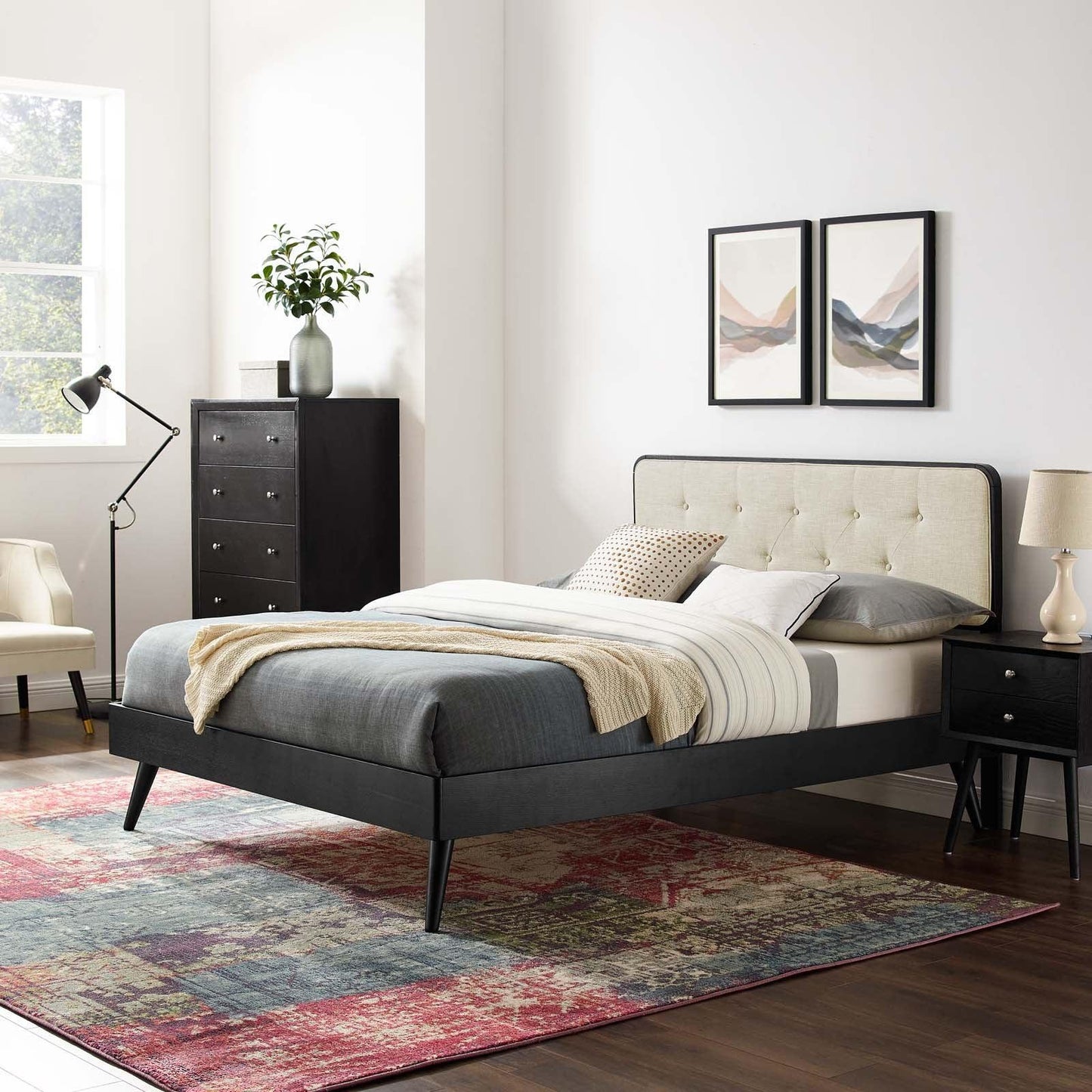 Modway Bridgette Full Wood Platform Bed With Splayed Legs FredCo