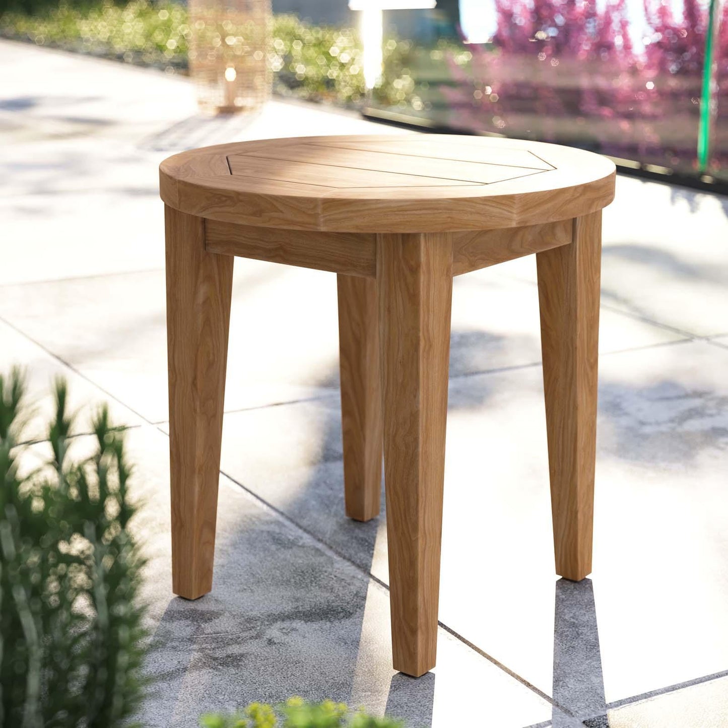 Modway Brisbane Teak Wood Outdoor Patio Side Table FredCo